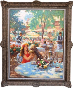 Vintage Bagatelle Girl With Dog French Impressionist