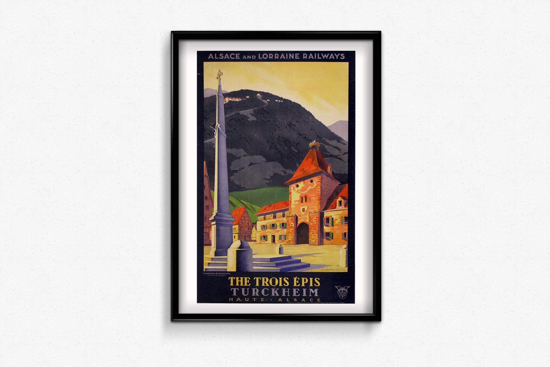 Circa 1930 Original vintage travel poster from Turckheim in the Haute-Alsace en vente 2