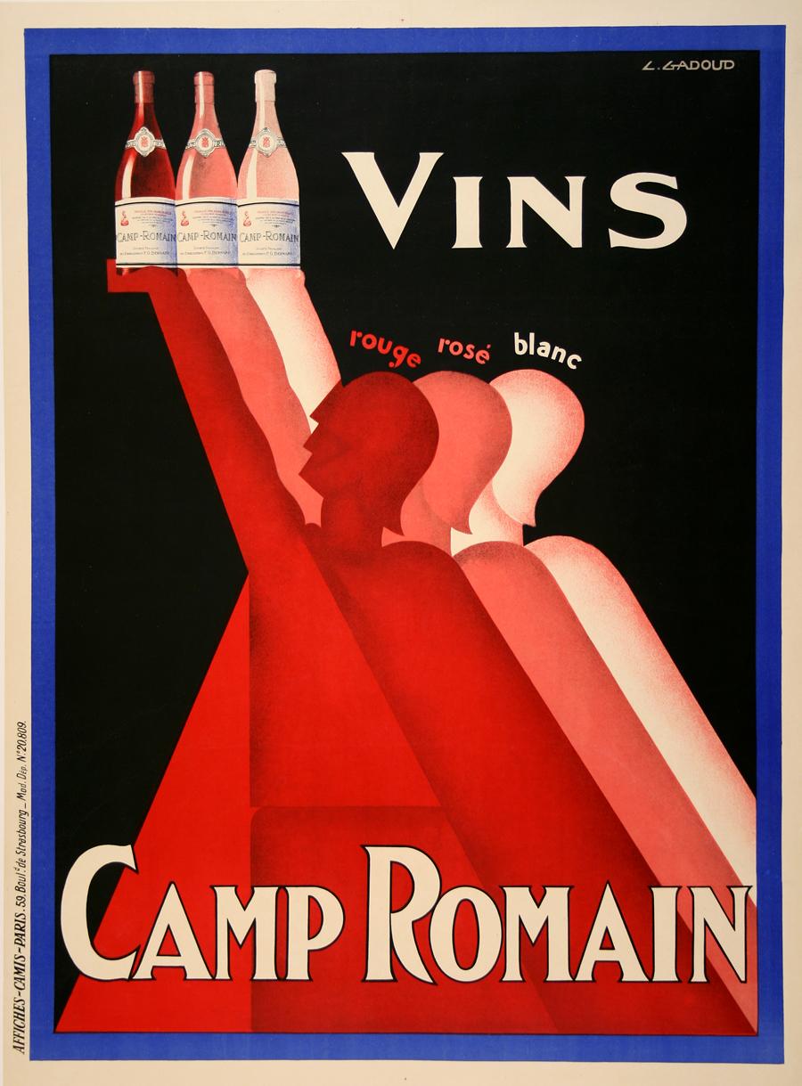 Vins Camp Romain by Gadoud Original Vintage Art Deco Poster c1930 - Print by CLAUDE GADOUD