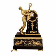 Claude Galle French Empire Gilt Bronze Mantel Clock, circa 1805