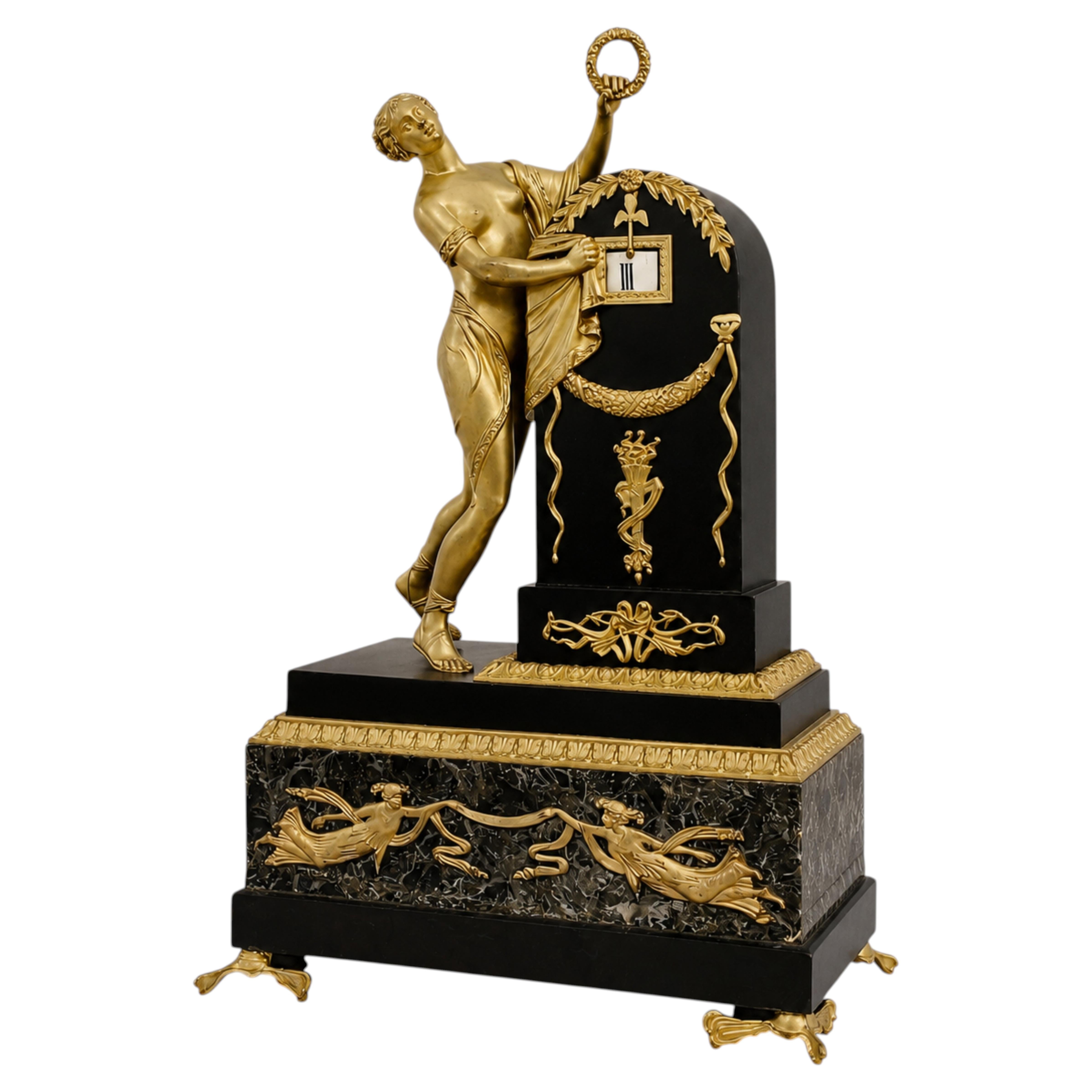 Claude Galle French Empire Gilt Bronze Mantel Clock, circa 1805 For Sale