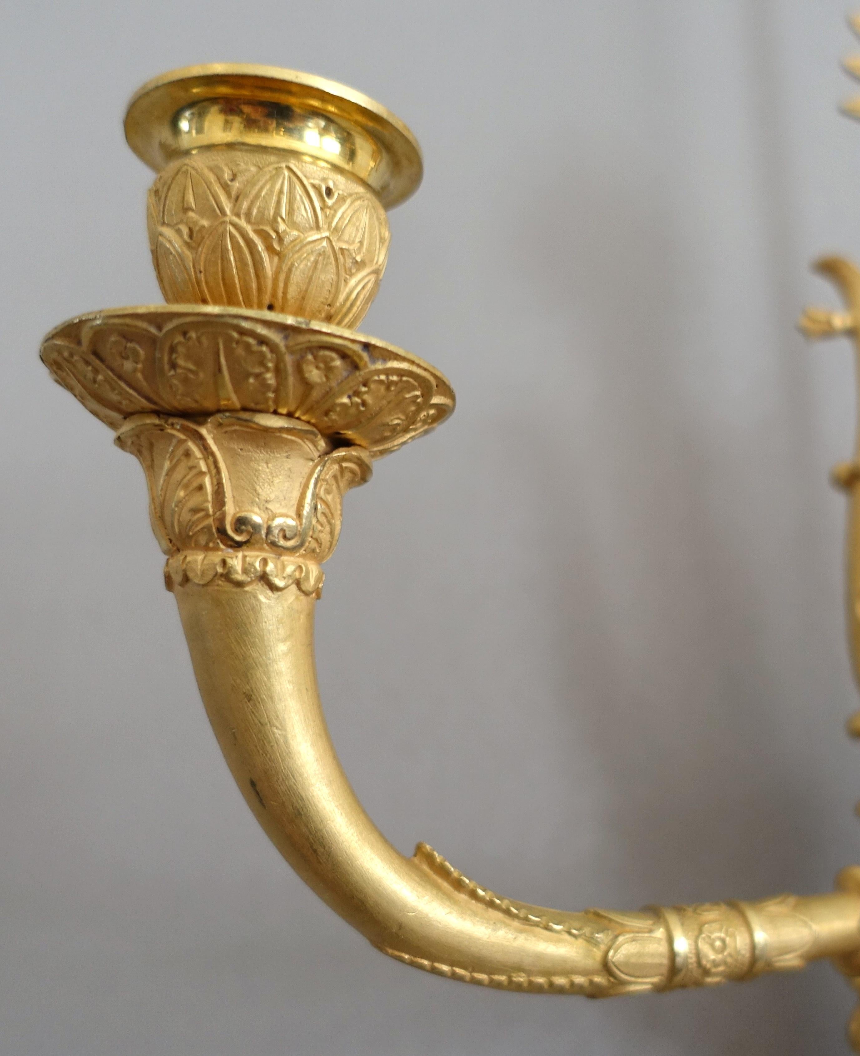 Claude Galle - pair of Empire ormolu sconses - early 19th century For Sale 4
