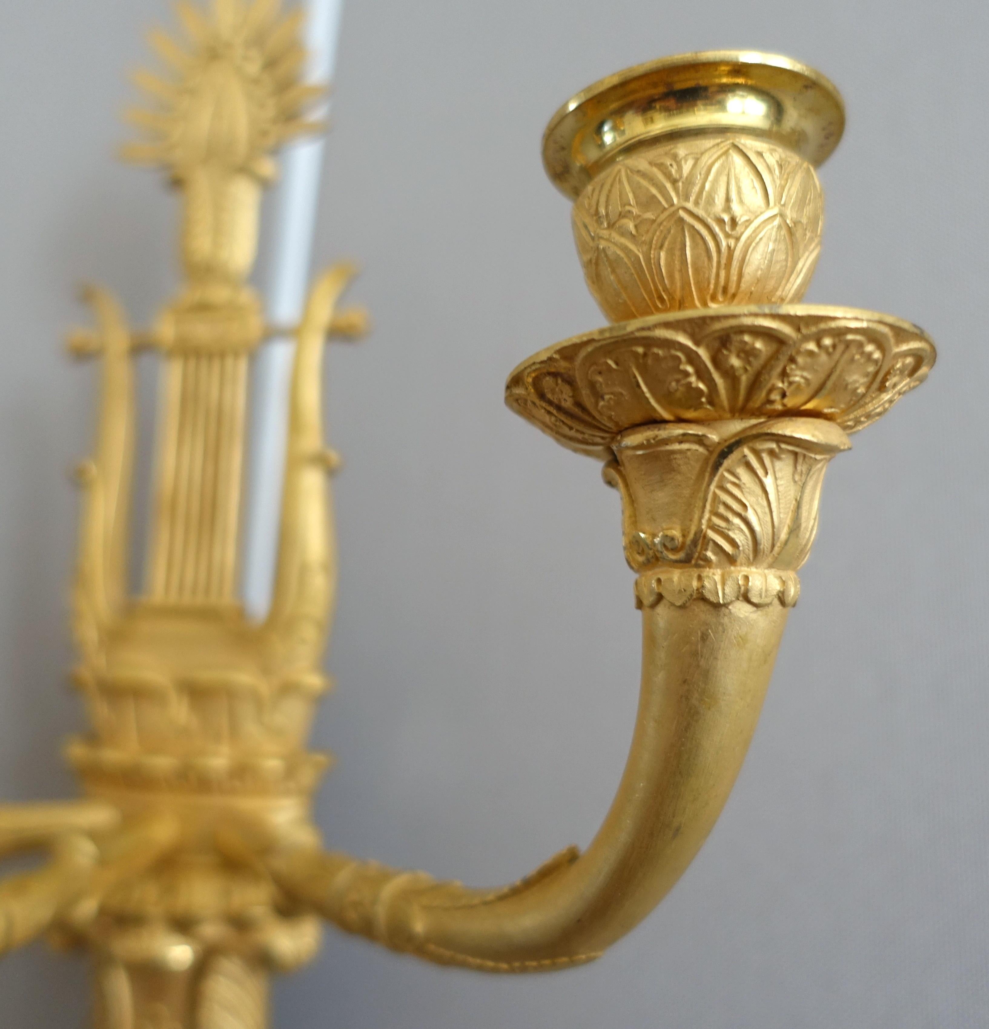 Claude Galle - pair of Empire ormolu sconses - early 19th century For Sale 5