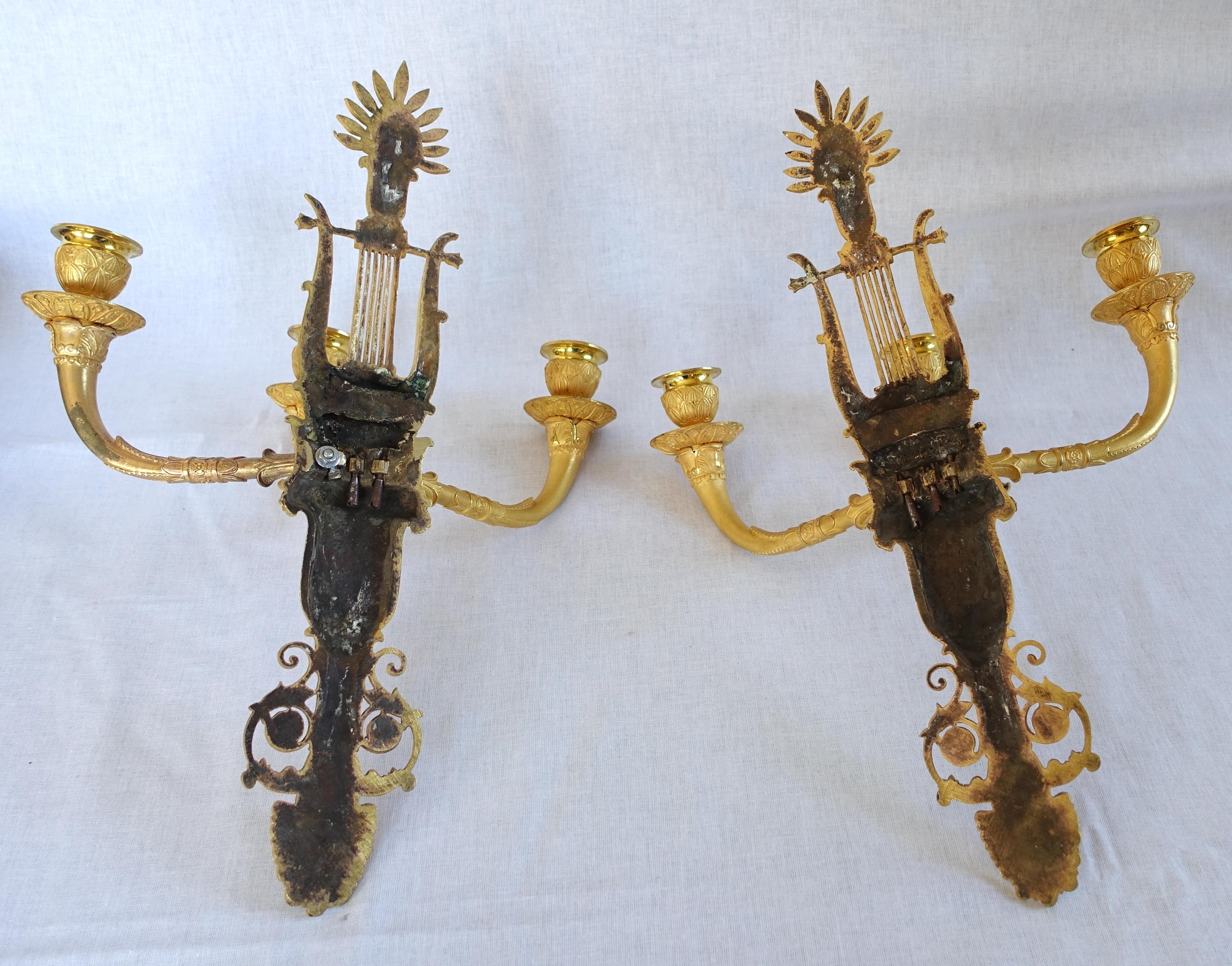 Claude Galle - pair of Empire ormolu sconses - early 19th century For Sale 7