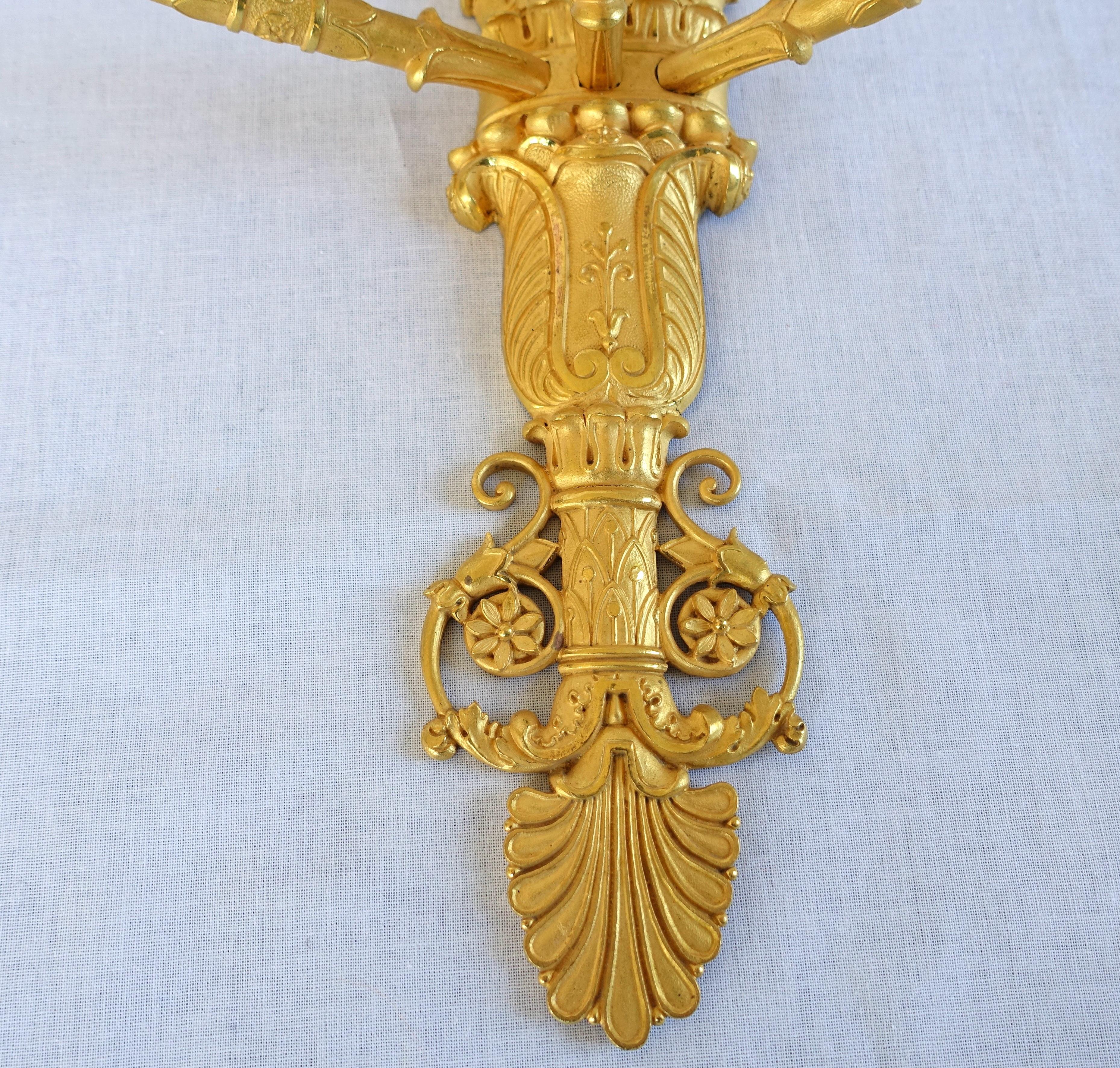 Claude Galle - pair of Empire ormolu sconses - early 19th century For Sale 1