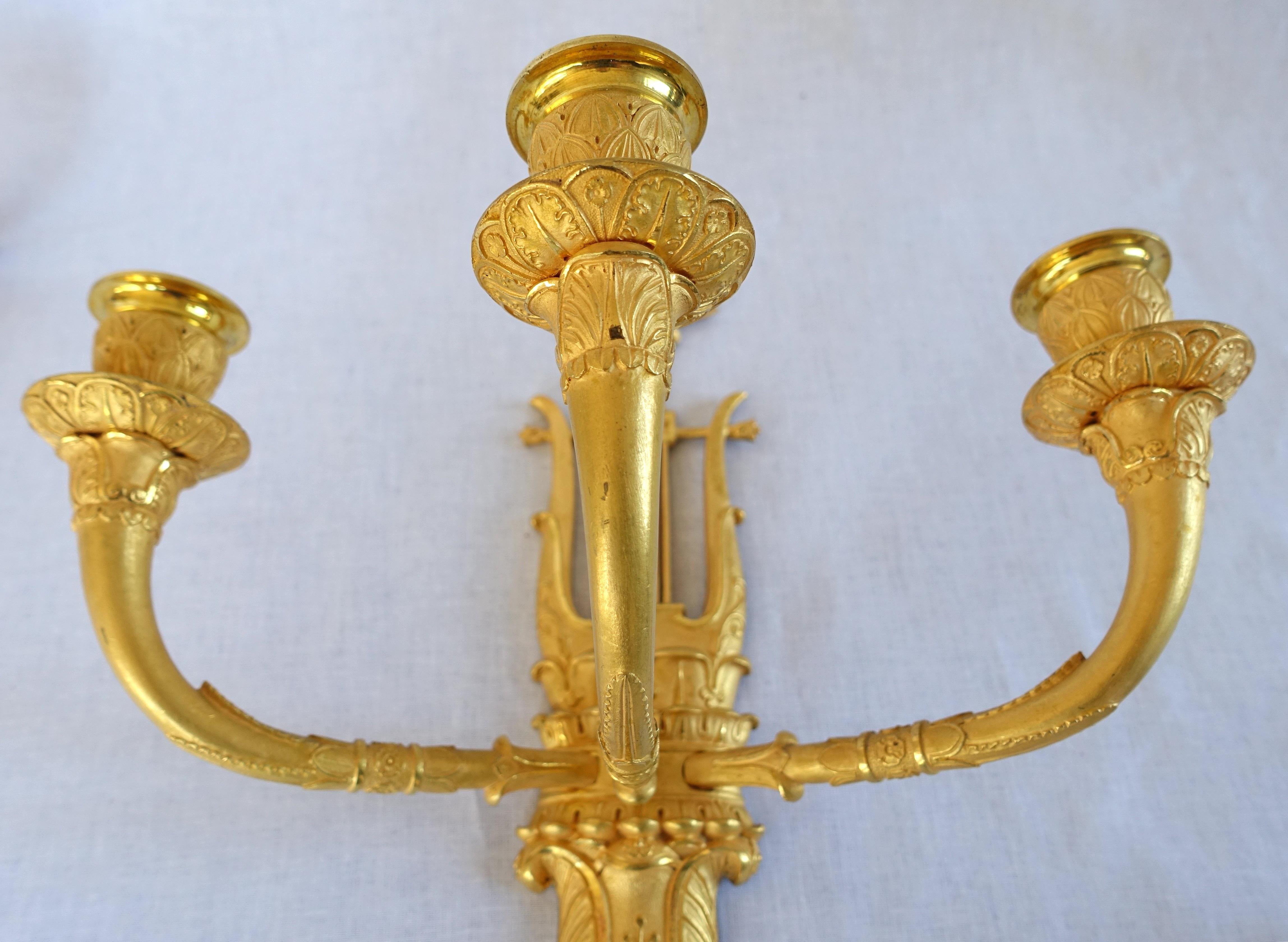 Claude Galle - pair of Empire ormolu sconses - early 19th century For Sale 3