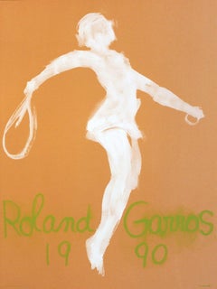 1990 Claude Garache 'Roland Garros French Open' Modernität Braun, Grün, Weiß 