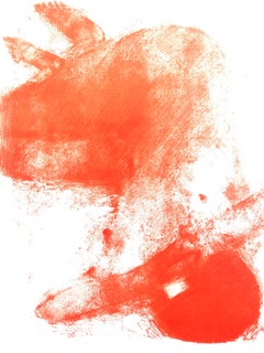 Affiche vintage de la Galerie Maeght, lithographie pop art française post-moderne orange rouge