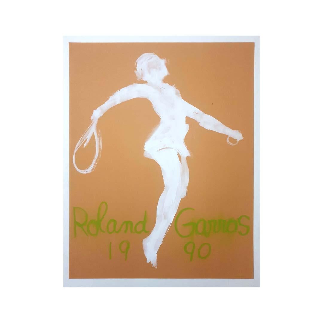 Très belle affiche pour la promotion de l'Open de France de tennis 1990 (tournoi de Roland Garros) maintenant appelé Roland Garros, qui est l'un des quatre tournois du Grand Chelem. Depuis 1980, la F.F.T (Fédération Française de Tennis), en