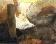 Seascape : Yellow Sunset - Original oil on canvas - Signed