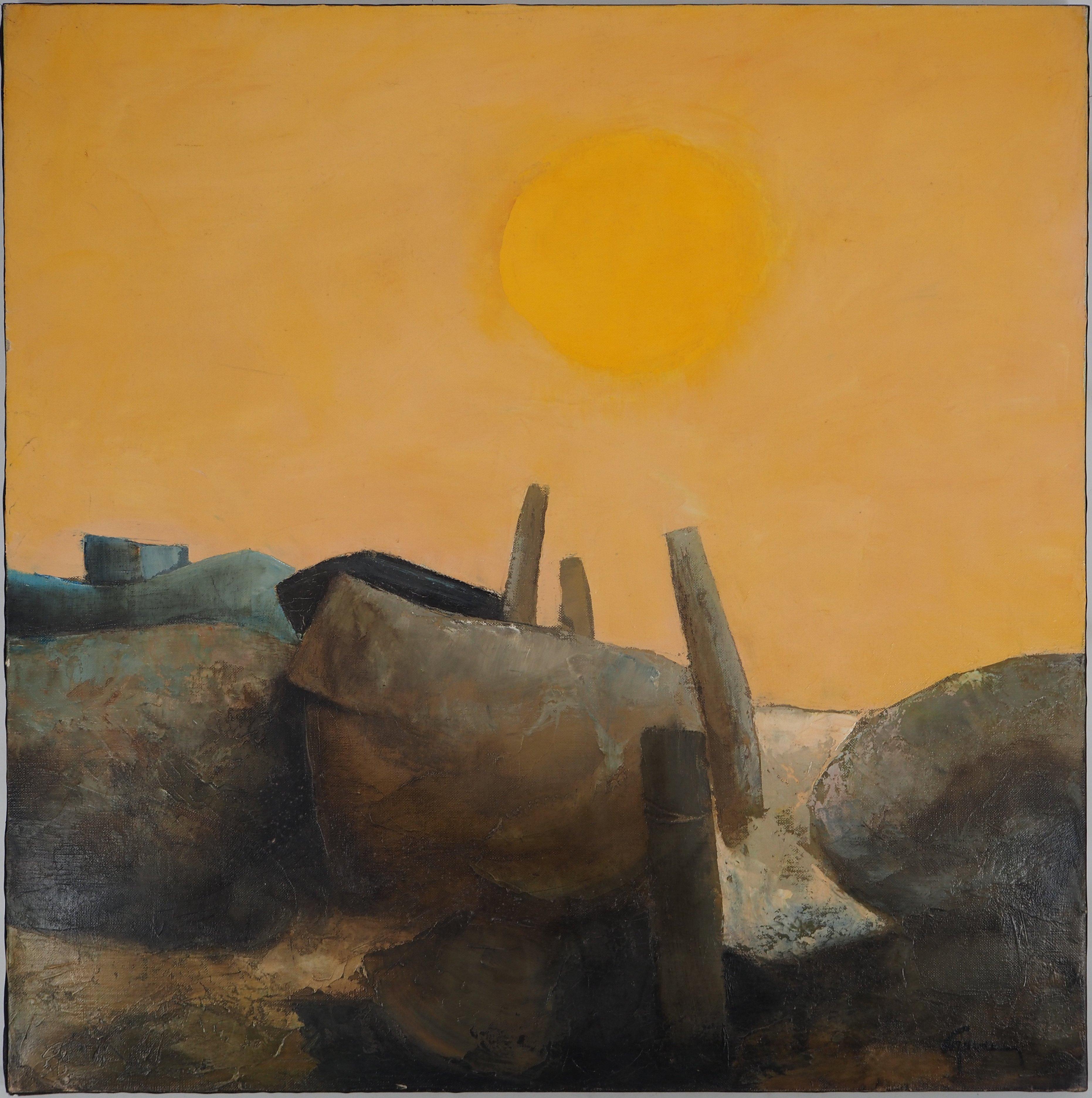 Meereslandschaft: Gelber Sonnenuntergang – Original Ölgemälde auf Leinwand – signiert im Angebot 4