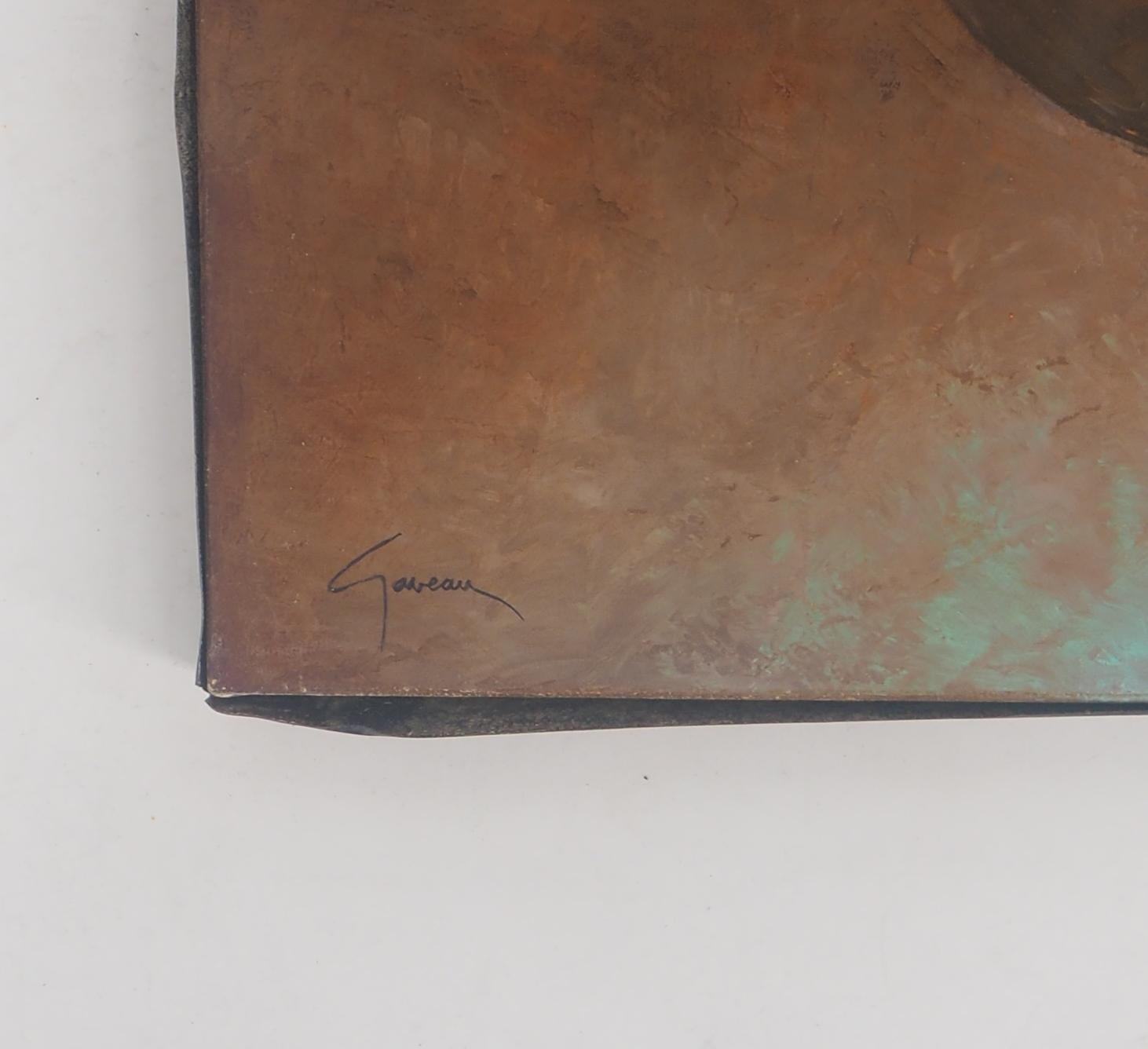 Nature morte avec violon et piano - Huile sur toile originale, signée - Gris Landscape Painting par Claude Gaveau