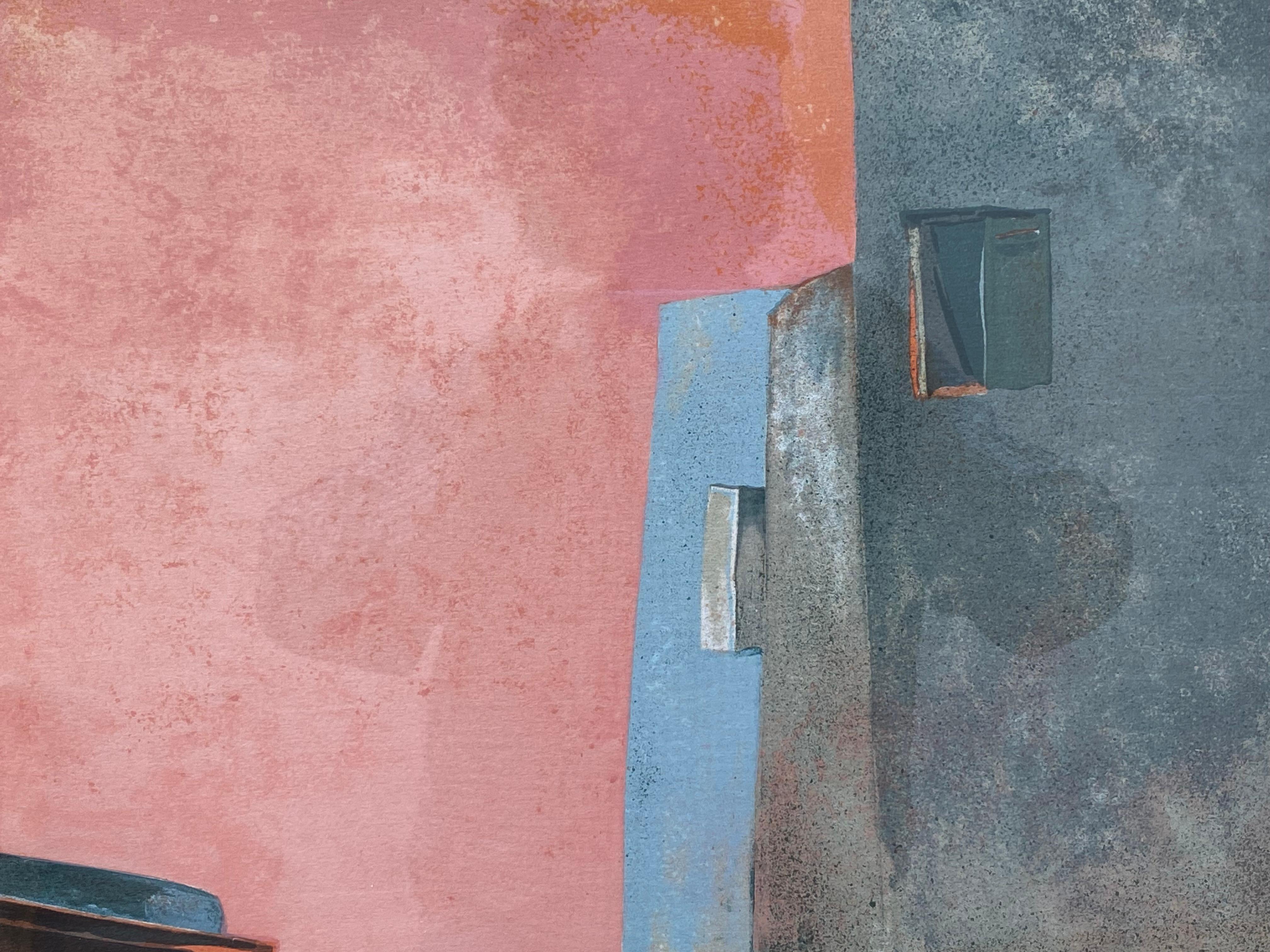 Litografia originale a colori di un villaggio sul mare in stile post-modernista. Edizione 46/175 a matita nel margine inferiore sinistro. Firmato a matita dall'artista nel margine inferiore destro.  Circa 1980. Le condizioni sono eccellenti.