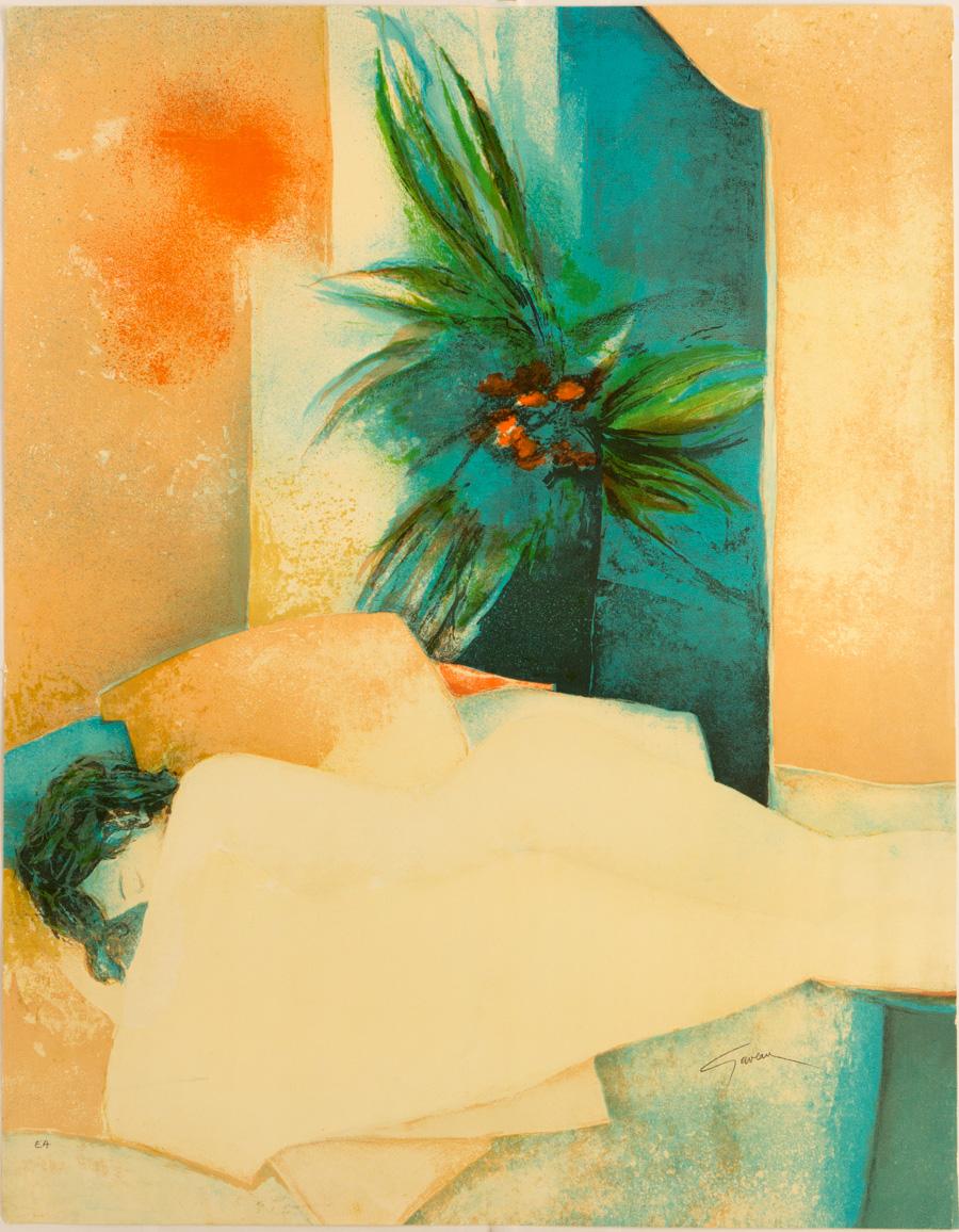 Claude Gaveau Abstract Print – Schlafende Frau