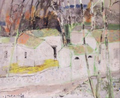 Mill in the marsh, Original Ölgemälde auf Leinwand, signiert, Französischer Expressionismus