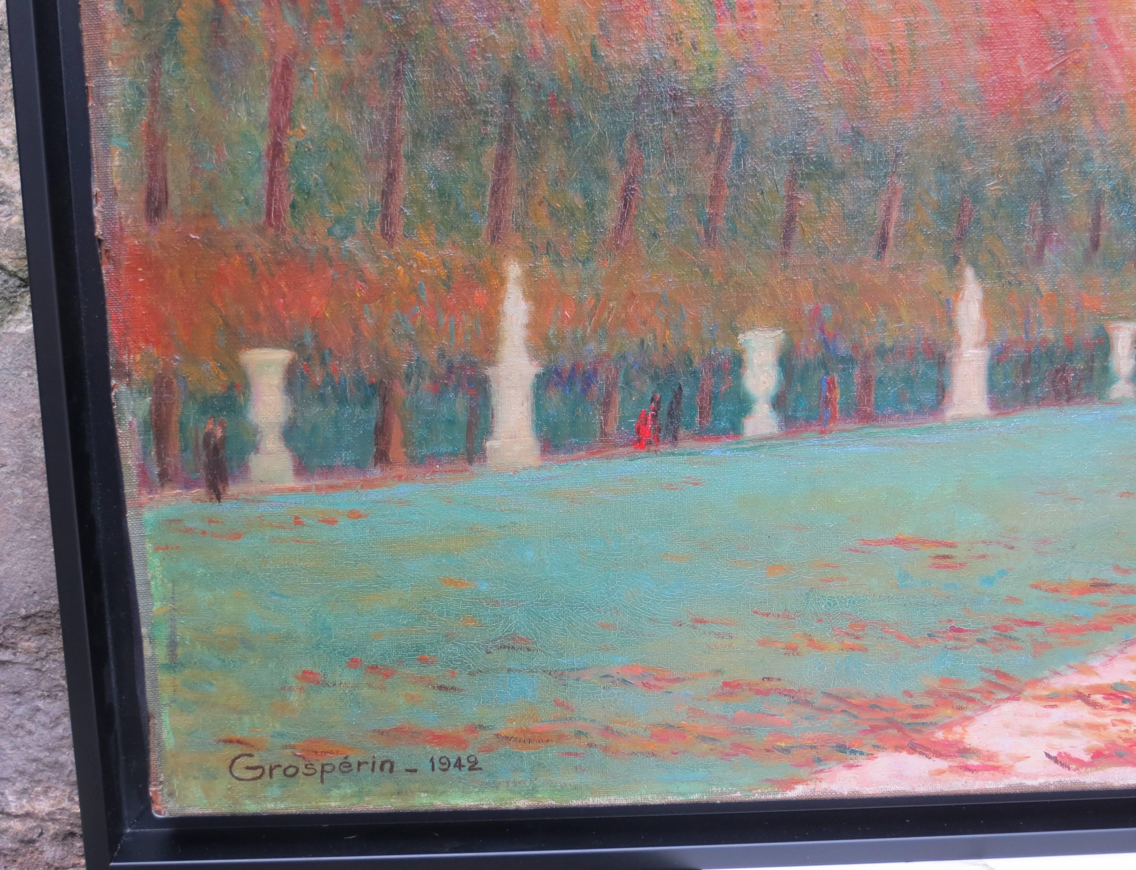 Park von Versailles – Painting von claude GROSPERRIN