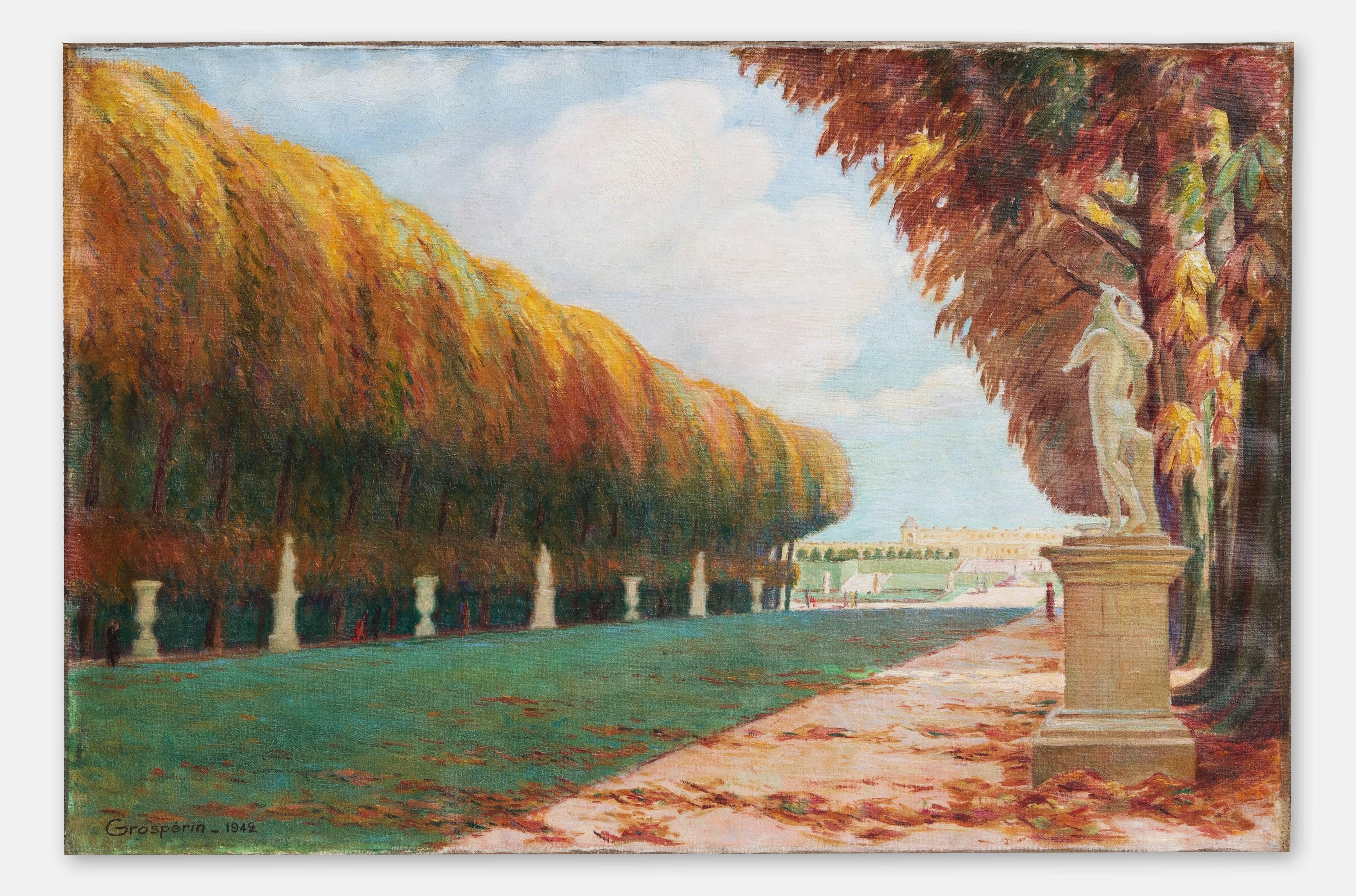 claude GROSPERRIN Figurative Painting - Park of Versailles