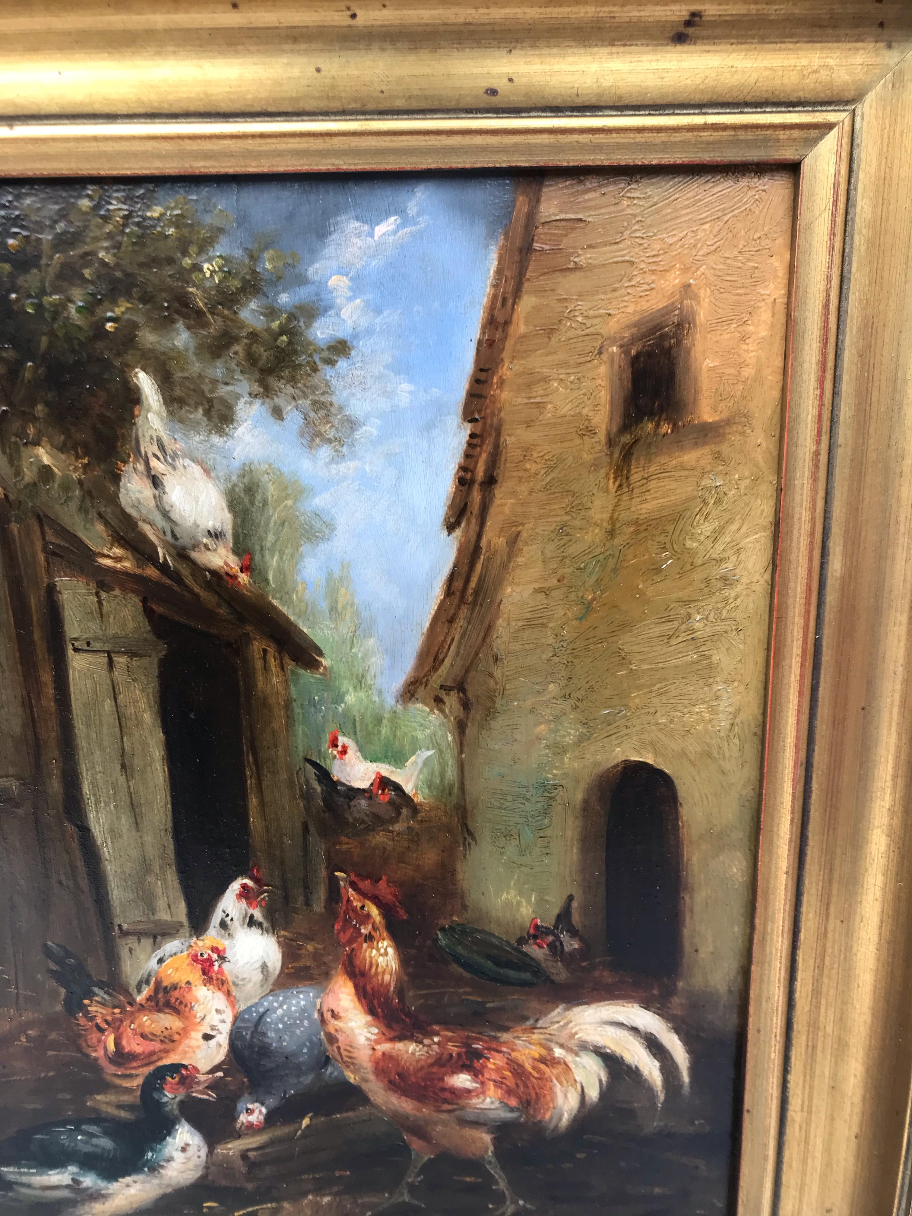  Chickens in the Farmyard in pair For Sale 2