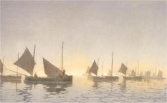 Claude H. Rowbotham (1846-1949) - Etching. Fishing Fleet in Mount's Bay