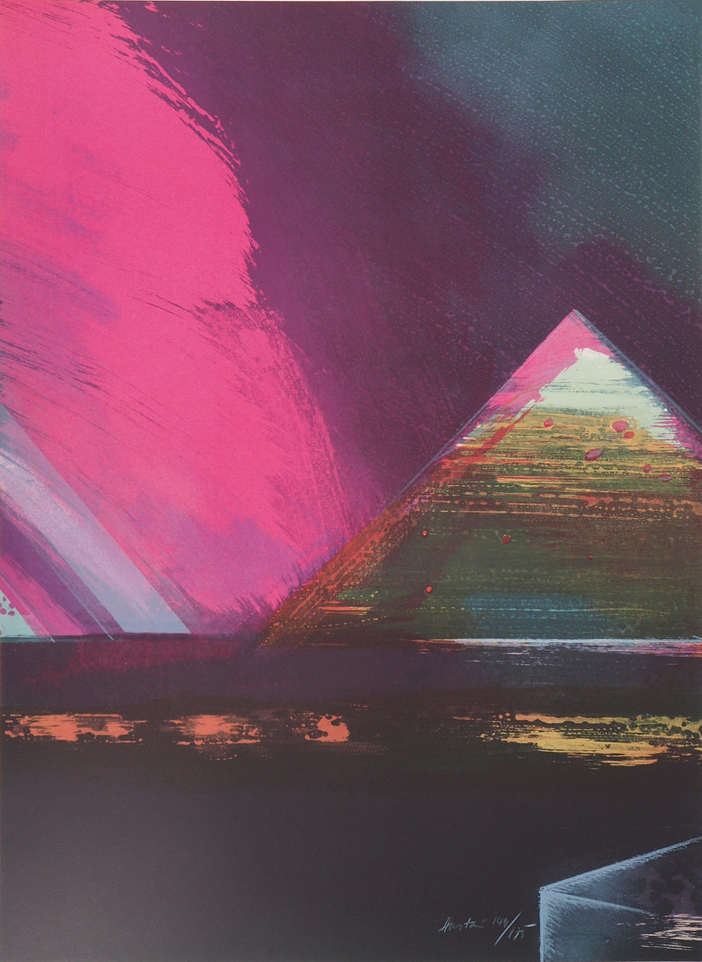 Claude HASTAIRE Landscape Print - Egypt : Great Pyramid of Kheops - Original handsigned lithograph, Ltd 175 proofs