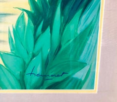 French Modernist Vivid Bright Fauvist Landscape Watercolor Gouache Painting