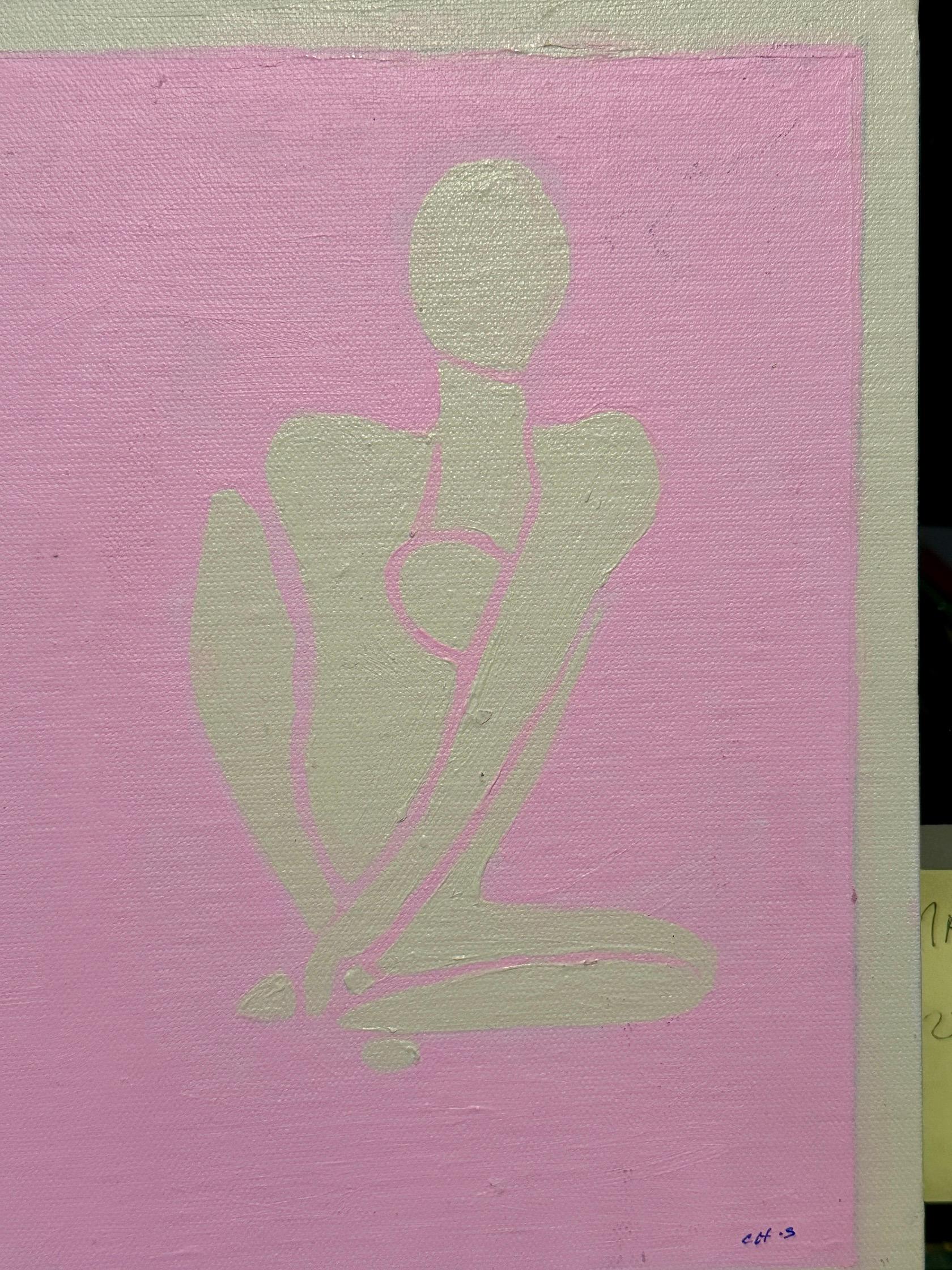 Abstract painting of two Matisse inspired nude figures in Pink and White - Painting by Claude Howard Stuart