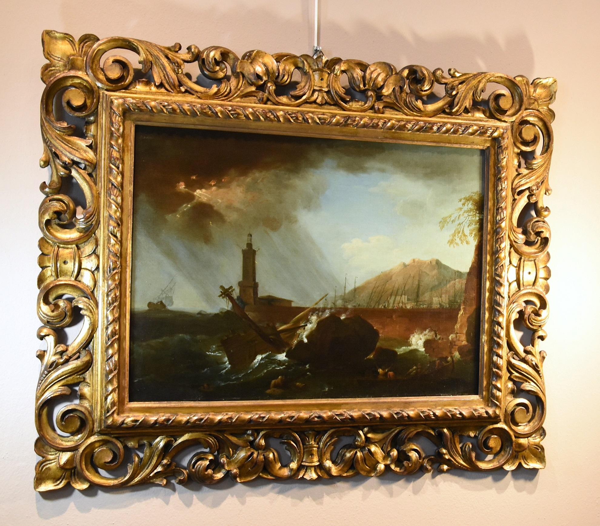 Storm See Water Landscape Vernet 18th Century Paint Oil on canvas Old master  For Sale 8
