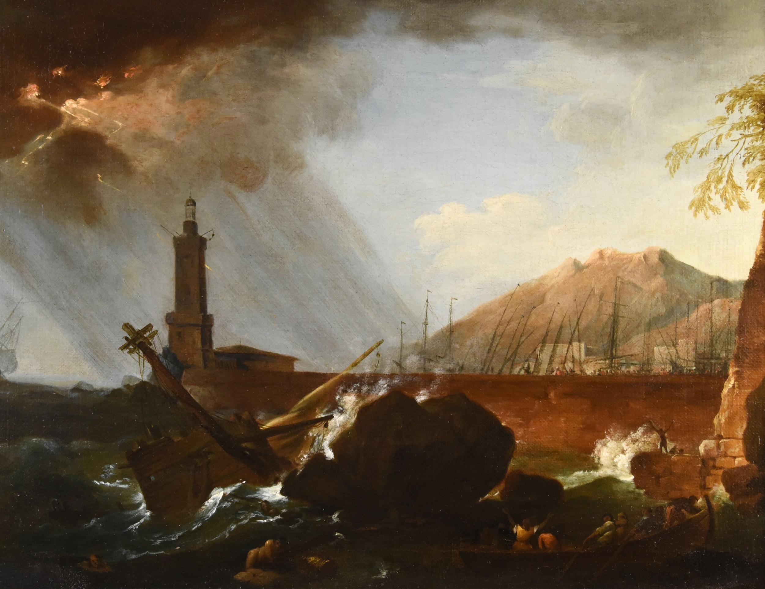 Storm See Water Landscape Vernet 18th Century Paint Oil on canvas Old master  - Old Masters Painting by Claude-joseph Vernet (avignon, 1714 - Paris, 1789)
