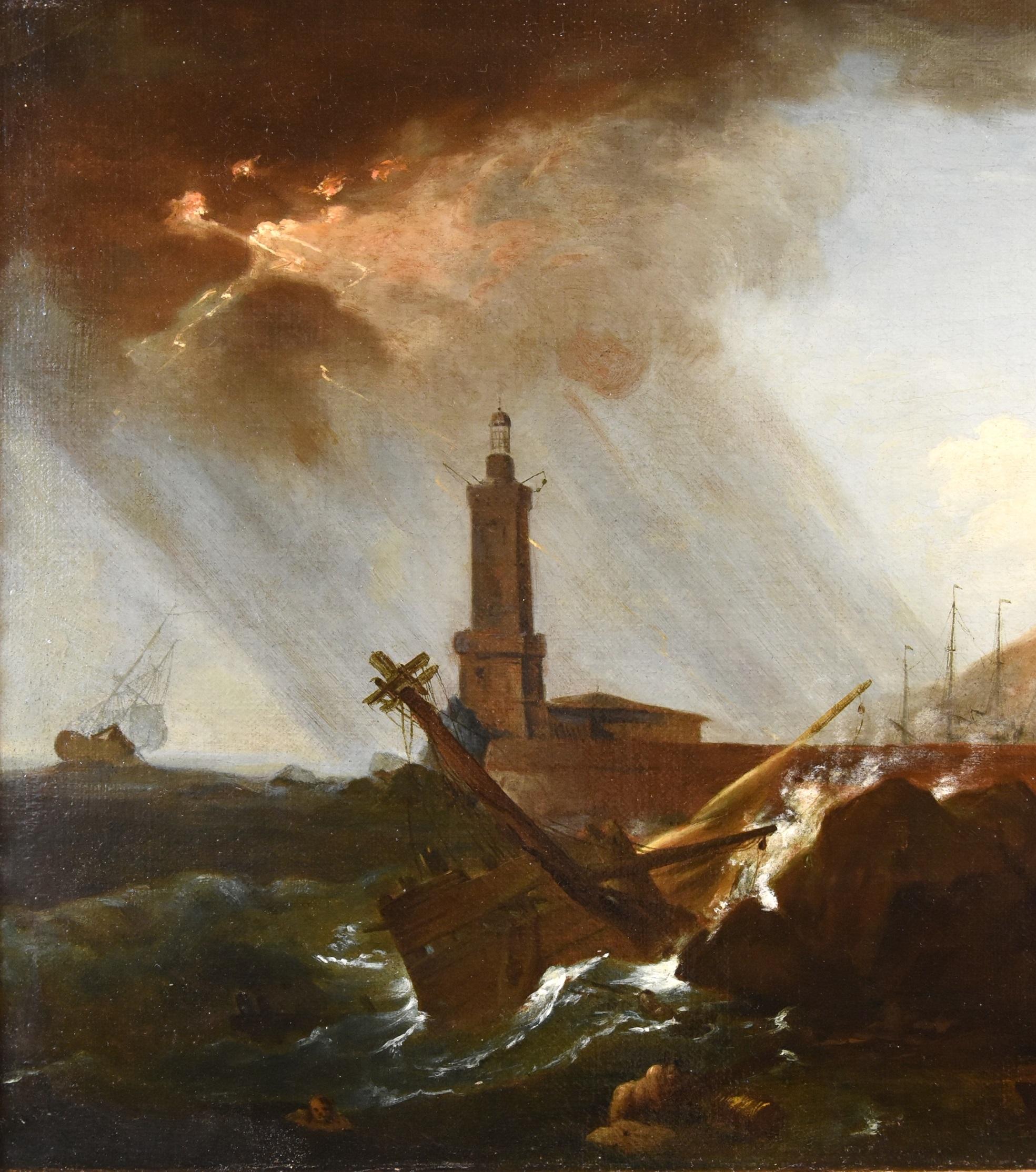 Storm See Wasserlandschaft Vernet 18. Jahrhundert Gemälde Öl auf Leinwand Alter Meister  im Angebot 1