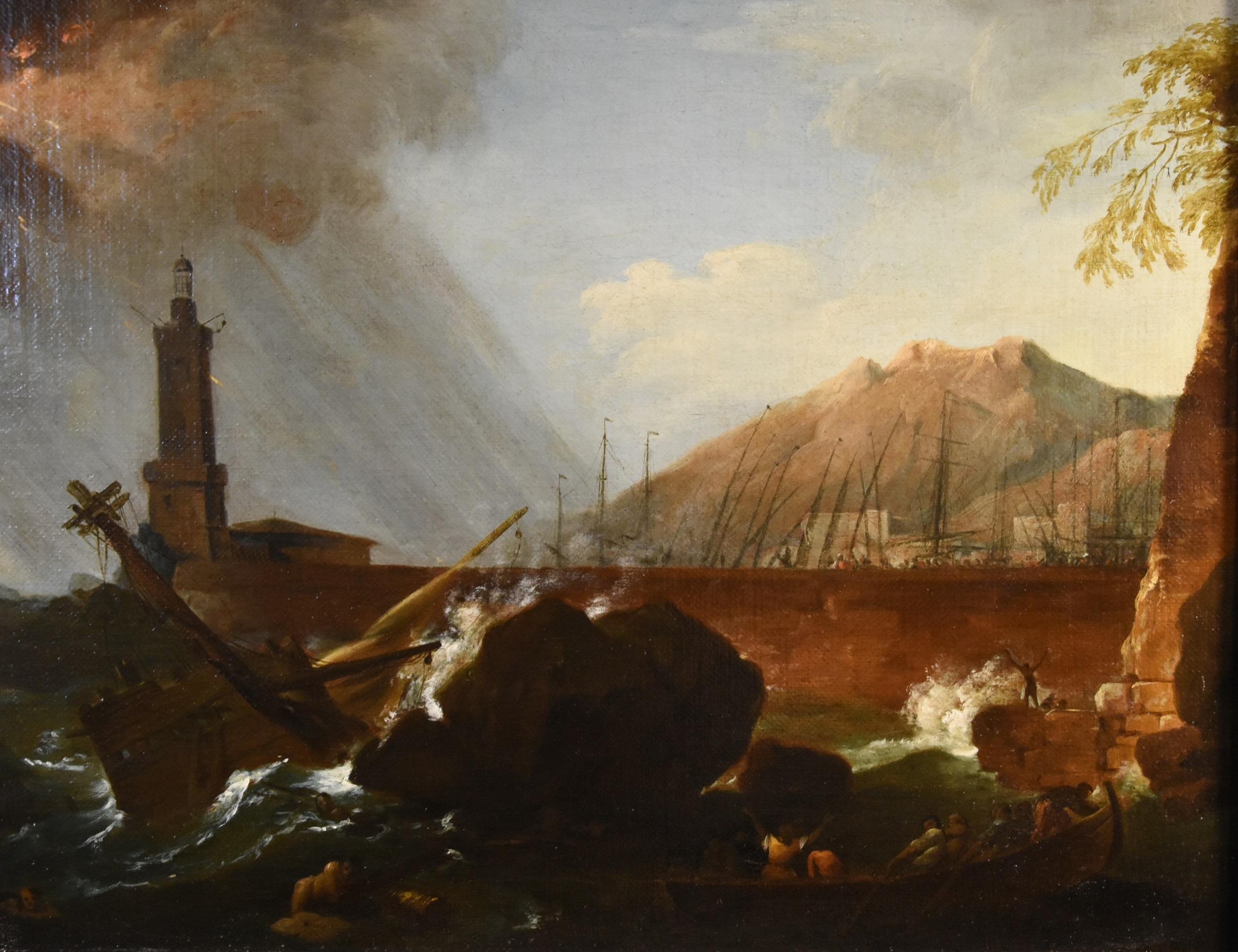 Storm See Water Landscape Vernet 18th Century Paint Oil on canvas Old master  For Sale 5