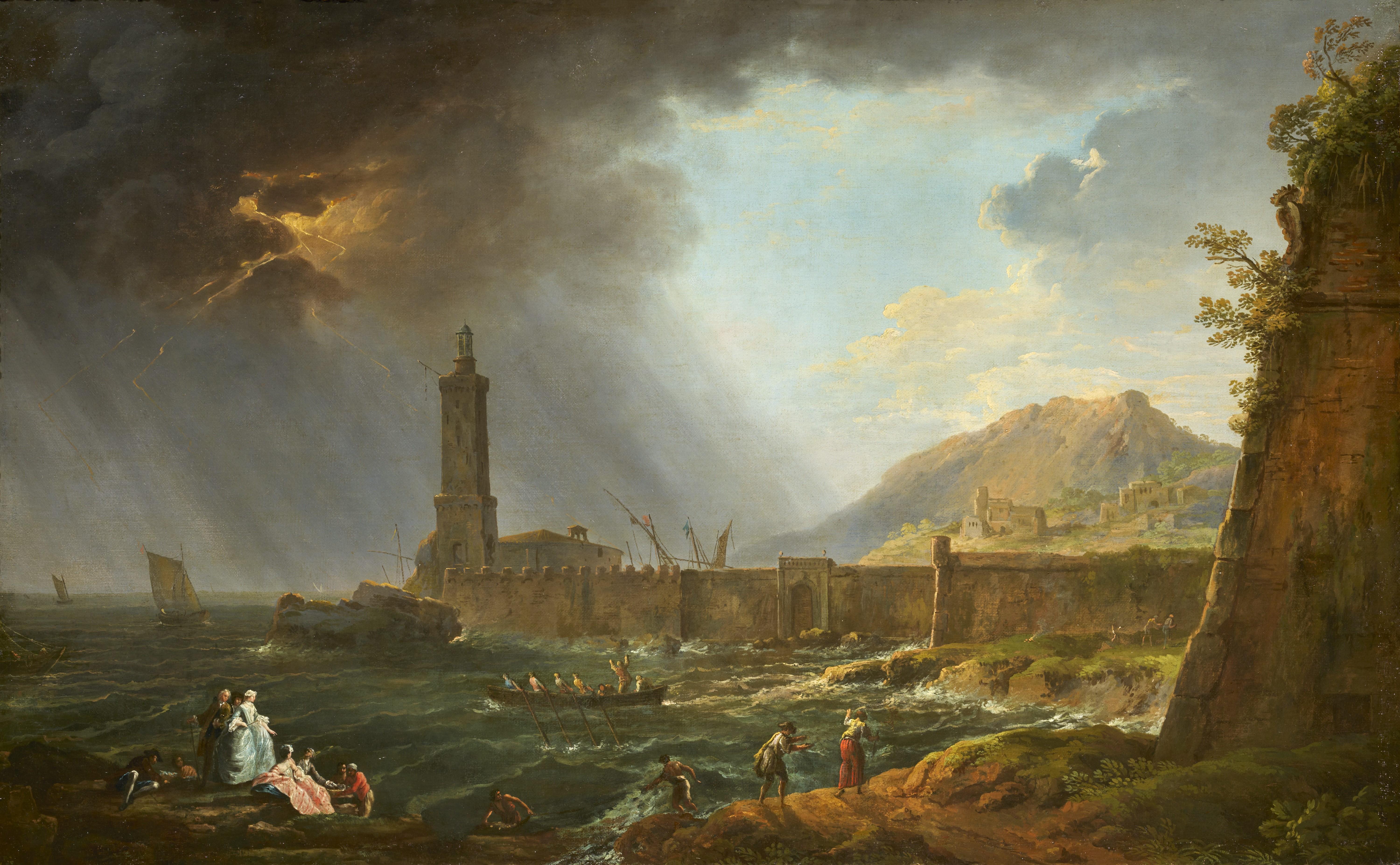 The Arrival of the Storm, a painting by the school of Claude-Joseph Vernet  For Sale 1