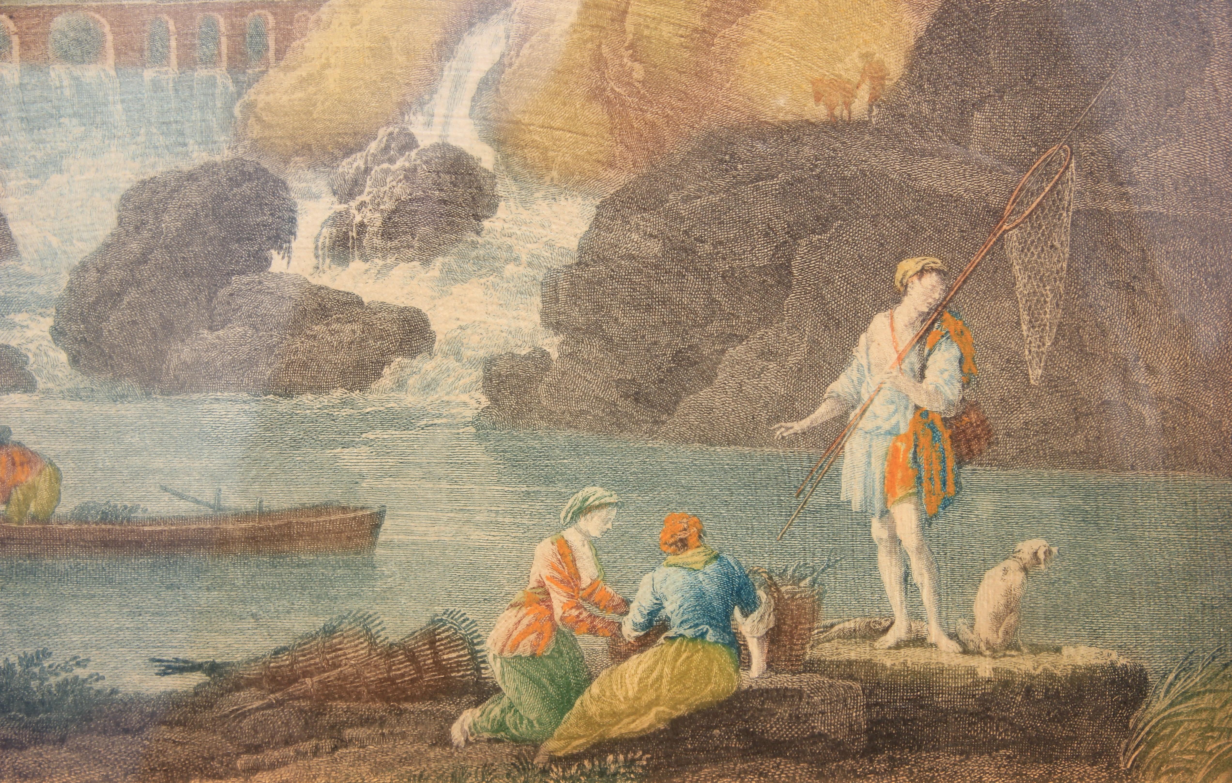 Gravure de paysage néoclassique de pêcheurs dans le style de Joseph Vernet - Print de Claude-Joseph Vernet
