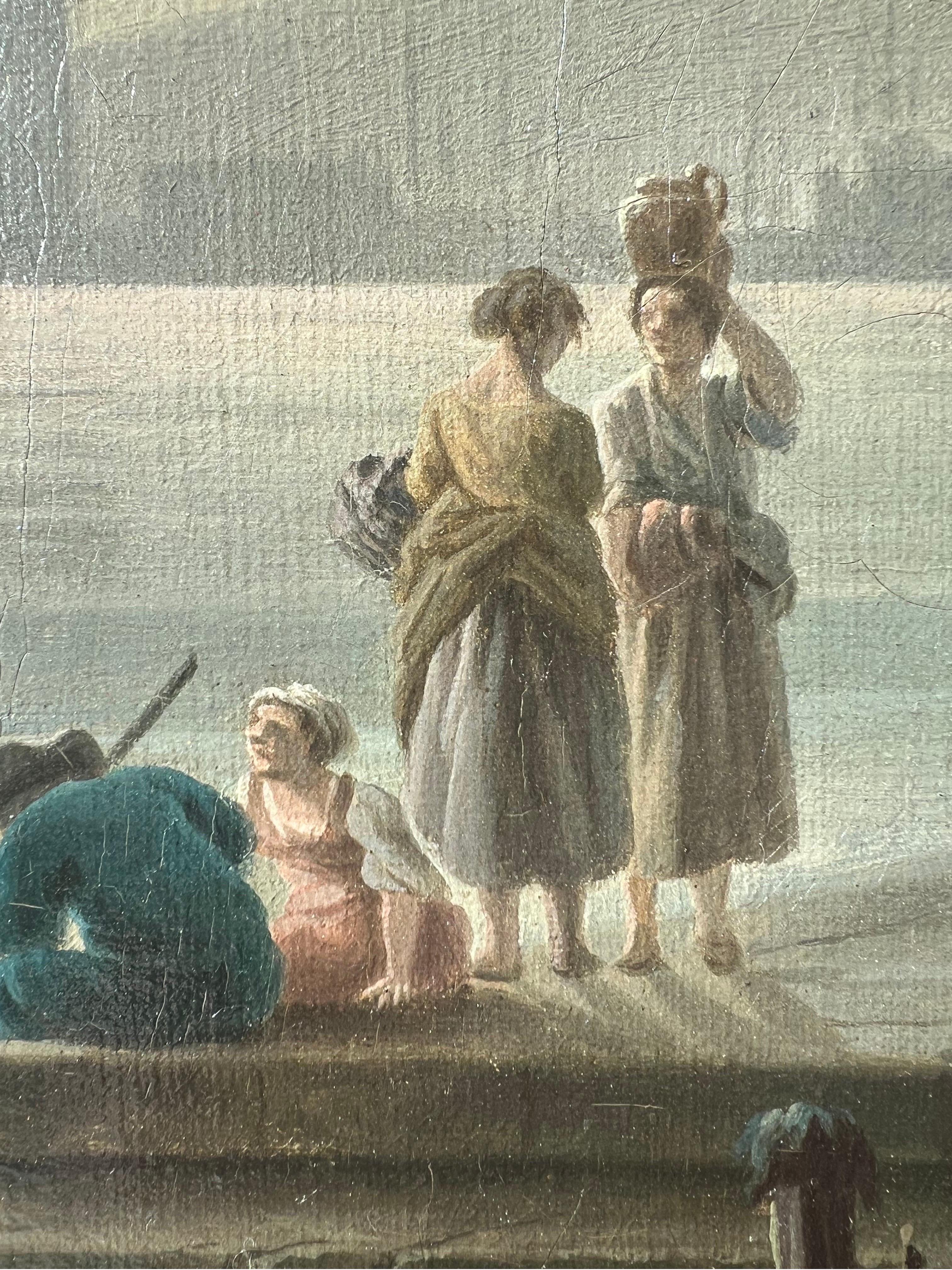 Französisches Mondbeleuchtetes Hafengemälde des 18. Jahrhunderts – Herkunft Graf Brobrinsky 2