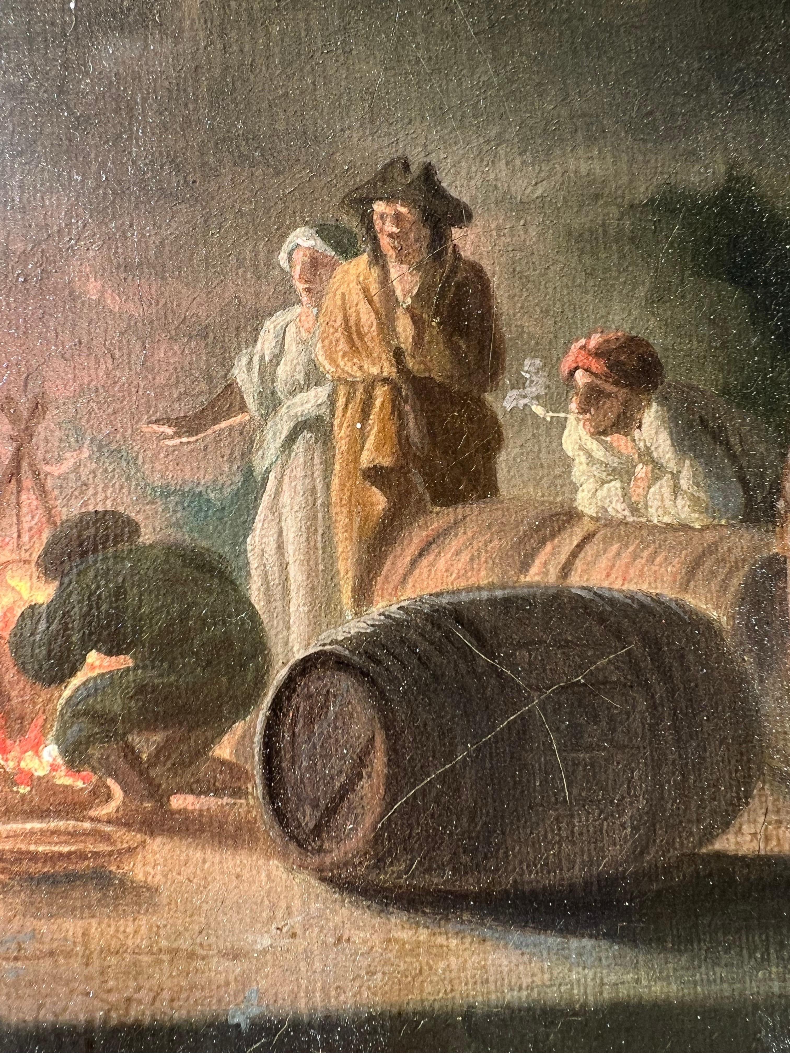 Französisches Mondbeleuchtetes Hafengemälde des 18. Jahrhunderts – Herkunft Graf Brobrinsky 4