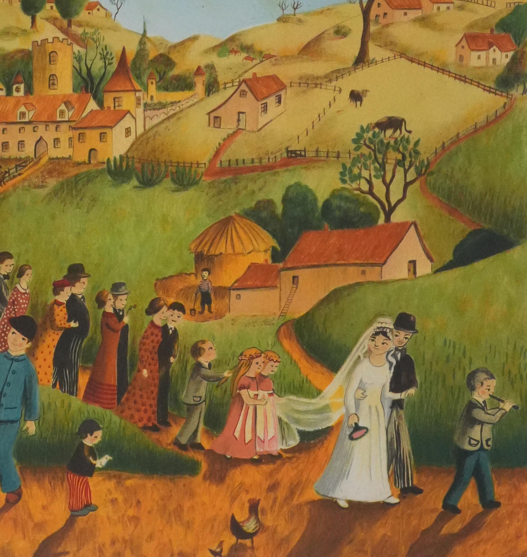 The Wedding Day - Original Handsigned Lithograph - Gray Figurative Print by Claude Kaiser