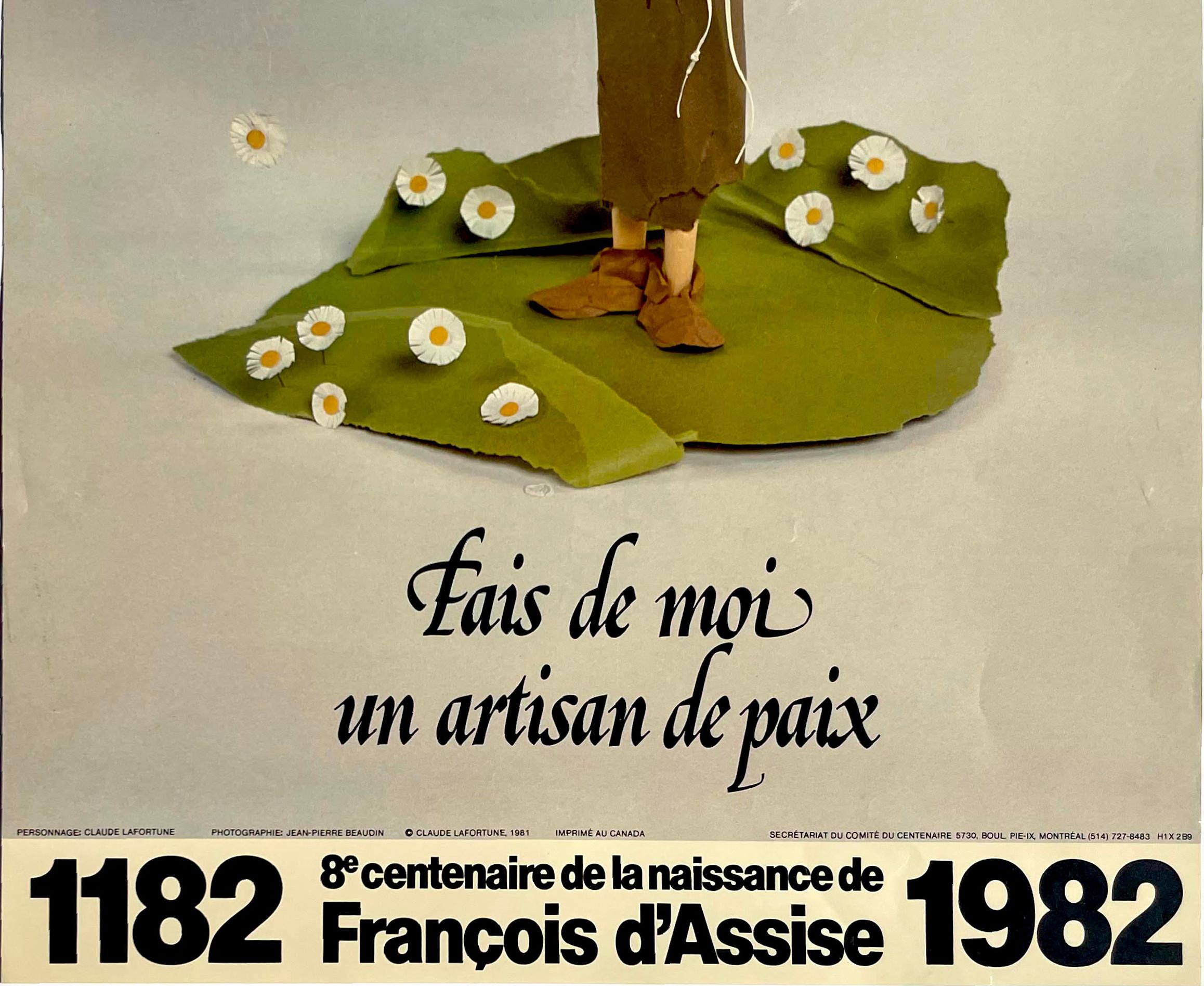 8e centenaire de la naissance de François d'Assise, rare vintage Canadian poster - Print by Claude Lafortune
