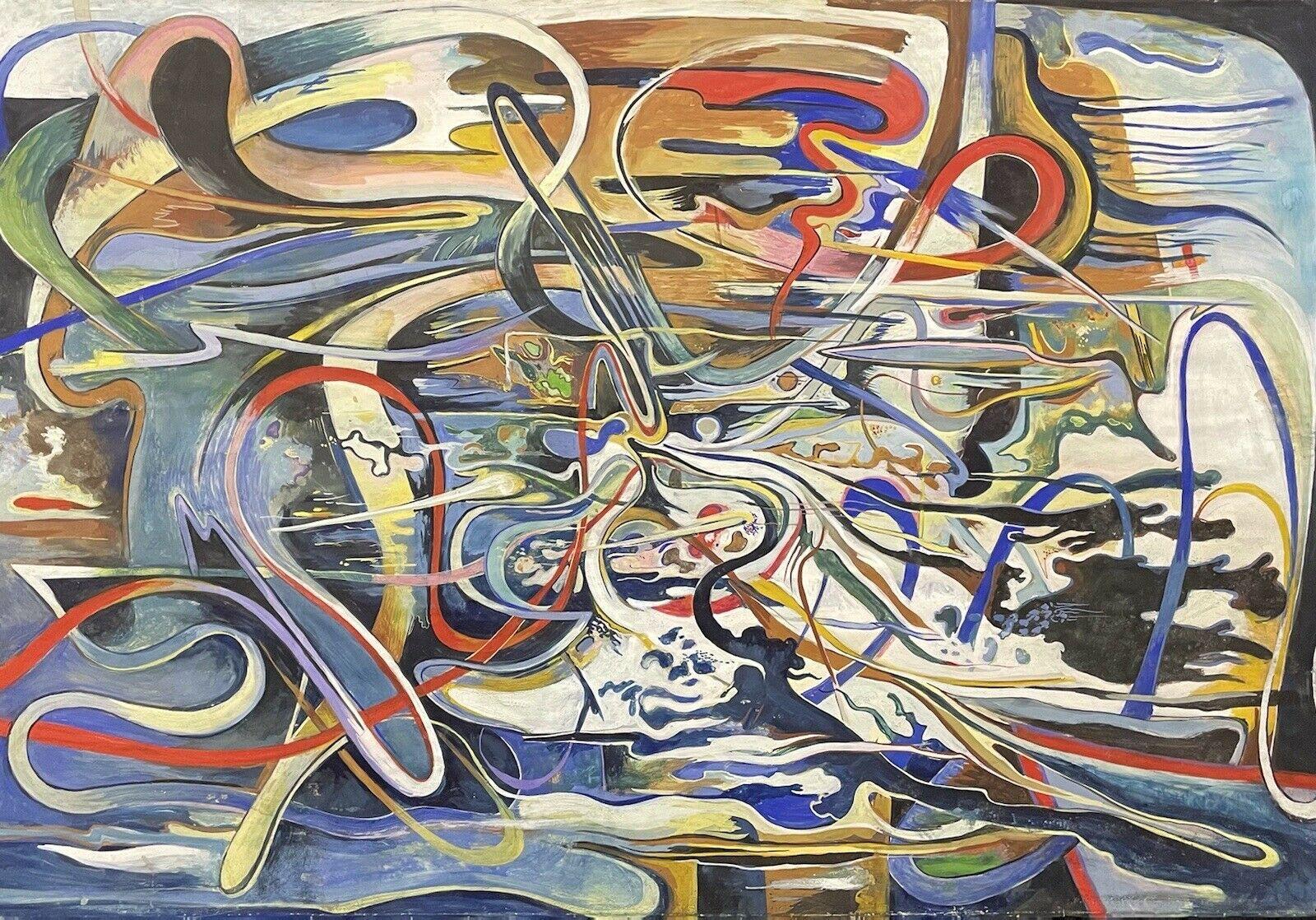 Claude Lagouche Abstract Painting - CLAUDE LAGOUCHE (1943-2020) HUGE 1970'S FRENCH PSYCHEDELIC ABSTRACT PAINTING