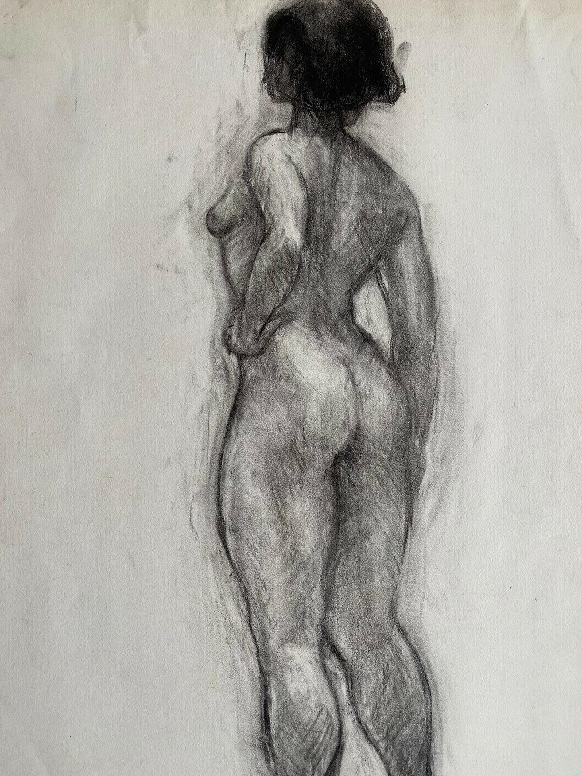 CLAUDE LAGOUCHE (1943-2020) ORIGINAL 1960s FRENCH CHARCOAL DRAWING - NUDE - Painting by Claude Lagouche