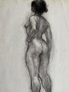 CLAUDE LAGOUCHE (1943-2020) ORIGINAL 1960s FRENCH CHARCOAL DRAWING - NUDE