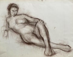 CLAUDE LAGOUCHE (1943-2020) ORIGINAL 1960s FRENCH CHARCOAL DRAWING - NUDE