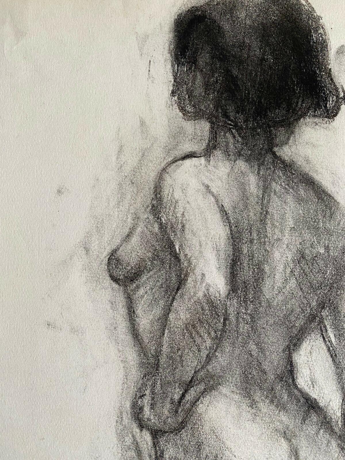 CLAUDE LAGOUCHE (1943-2020) ORIGINAL 1960s FRENCH CHARCOAL DRAWING - NUDE - Abstract Painting by Claude Lagouche