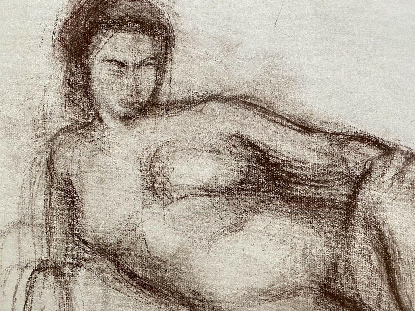 CLAUDE LAGOUCHE (1943-2020) ORIGINAL 1960s FRENCH CHARCOAL DRAWING - NUDE - Abstract Painting by Claude Lagouche