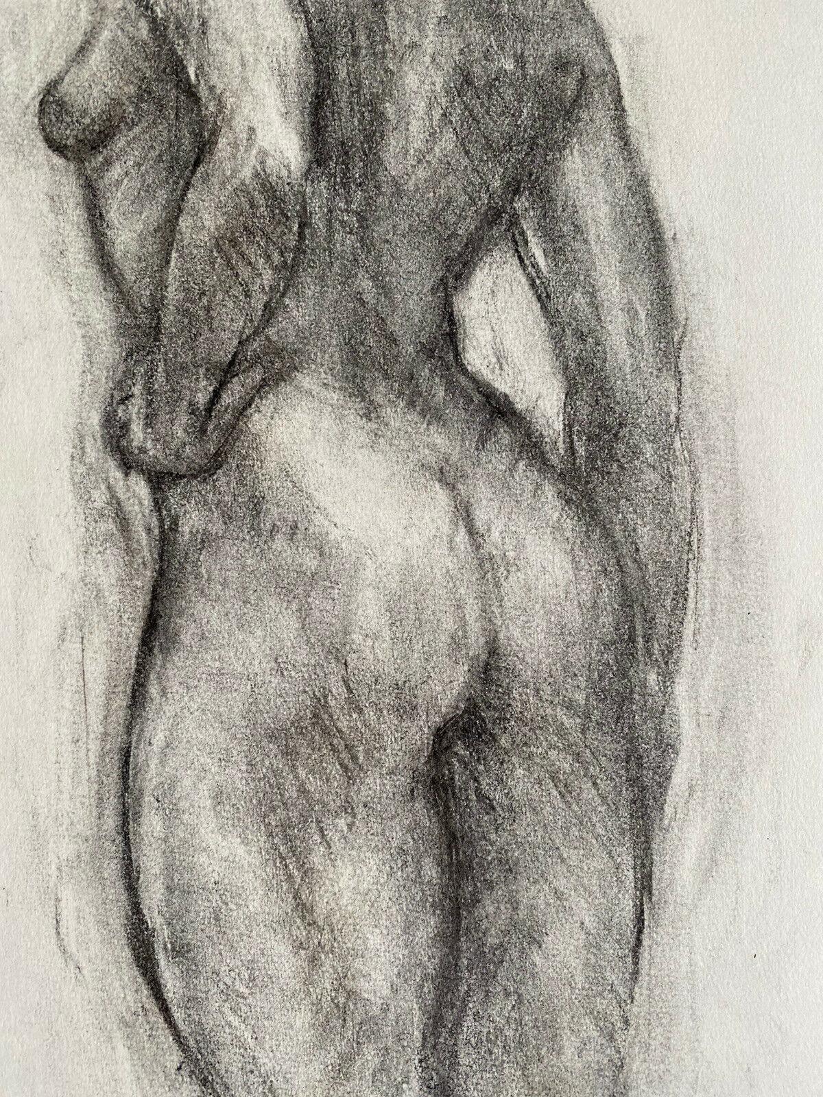 CLAUDE LAGOUCHE (1943-2020) ORIGINAL 1960s FRENCH CHARCOAL DRAWING - NUDE - Gray Nude Painting by Claude Lagouche