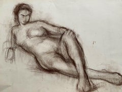 CLAUDE LAGOUCHE (1943-2020) ORIGINAL 1960s FRENCH CHARCOAL DRAWING - NUDE