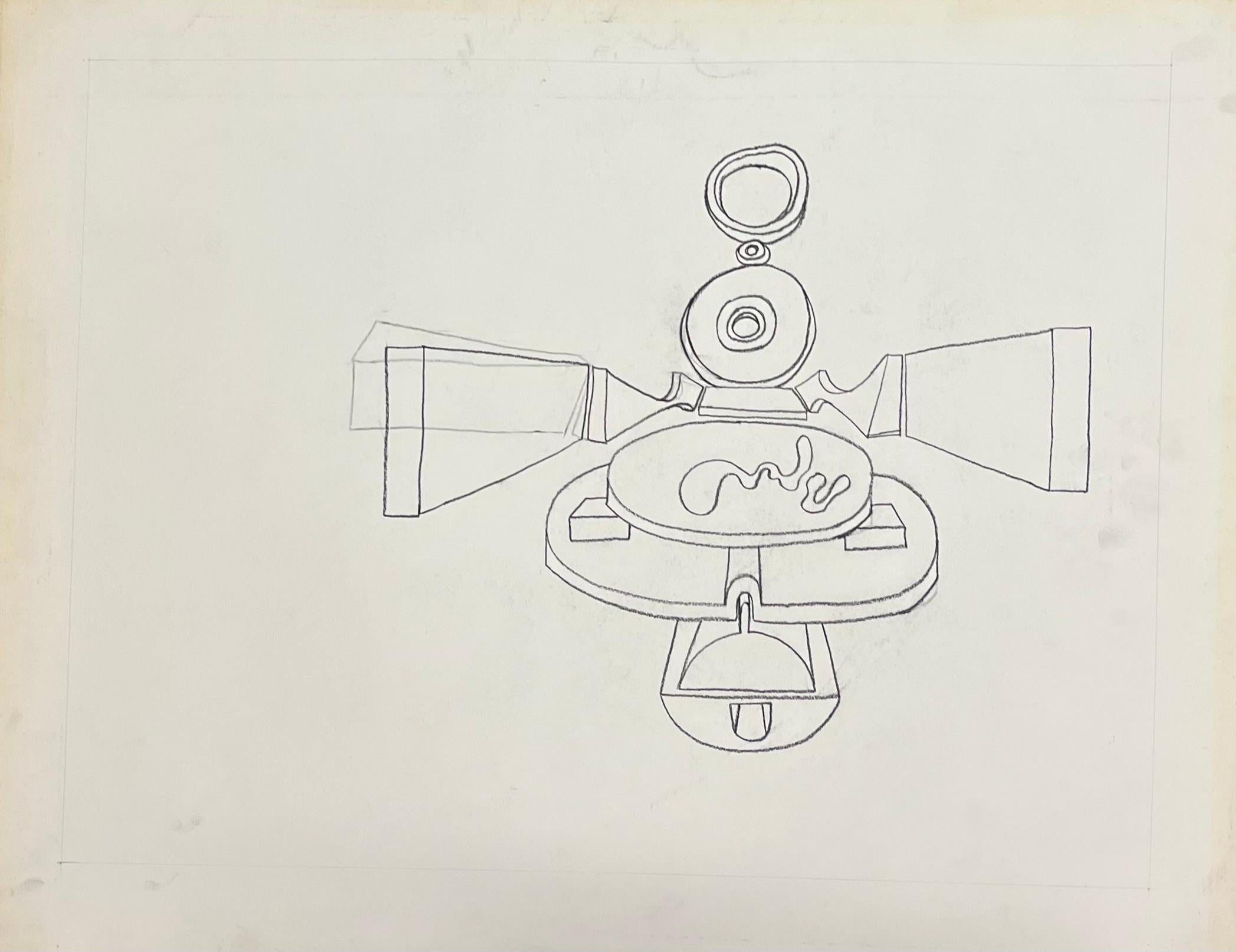 Disegno geometrico astratto francese originale degli anni '70 - Painting di Claude Lagouche