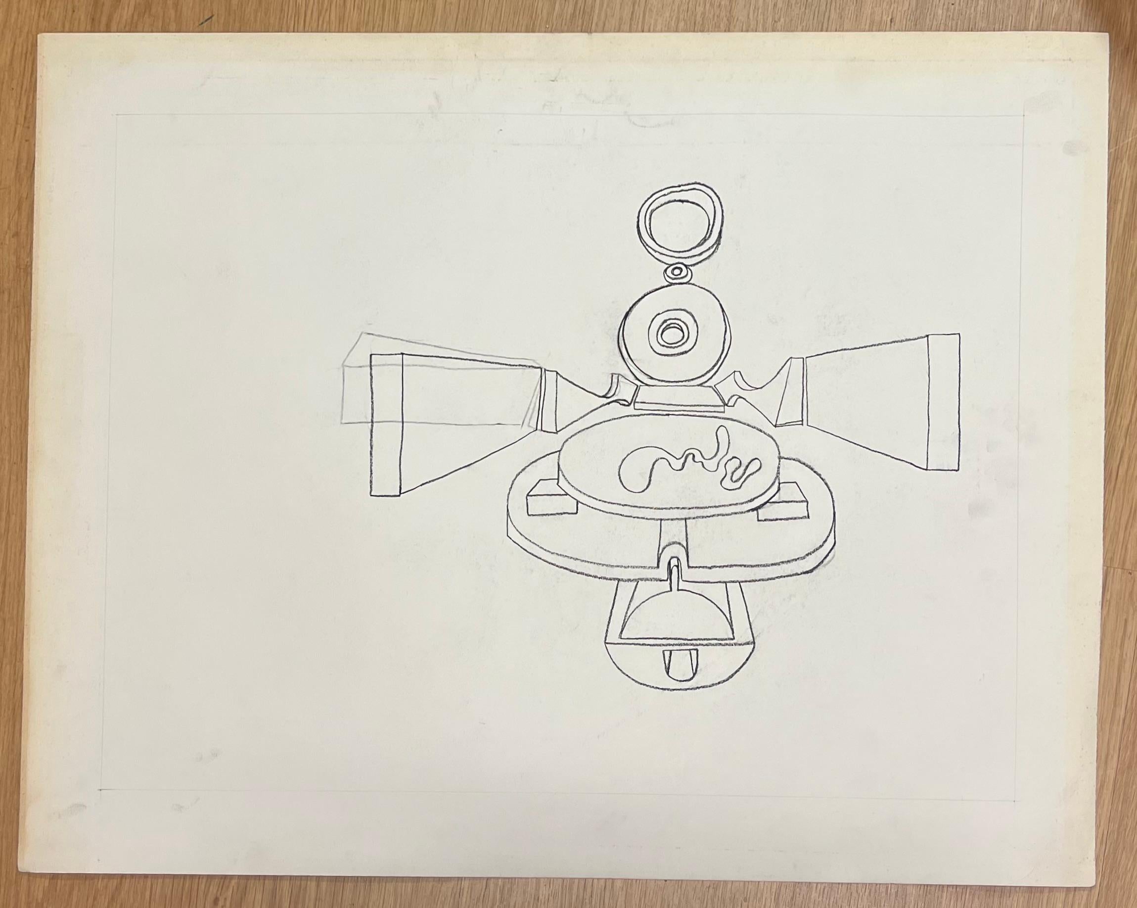 Disegno geometrico astratto francese originale degli anni '70 - Painting Astratto di Claude Lagouche