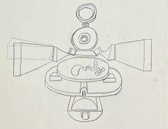 Drawing géométrique abstrait français des années 1970