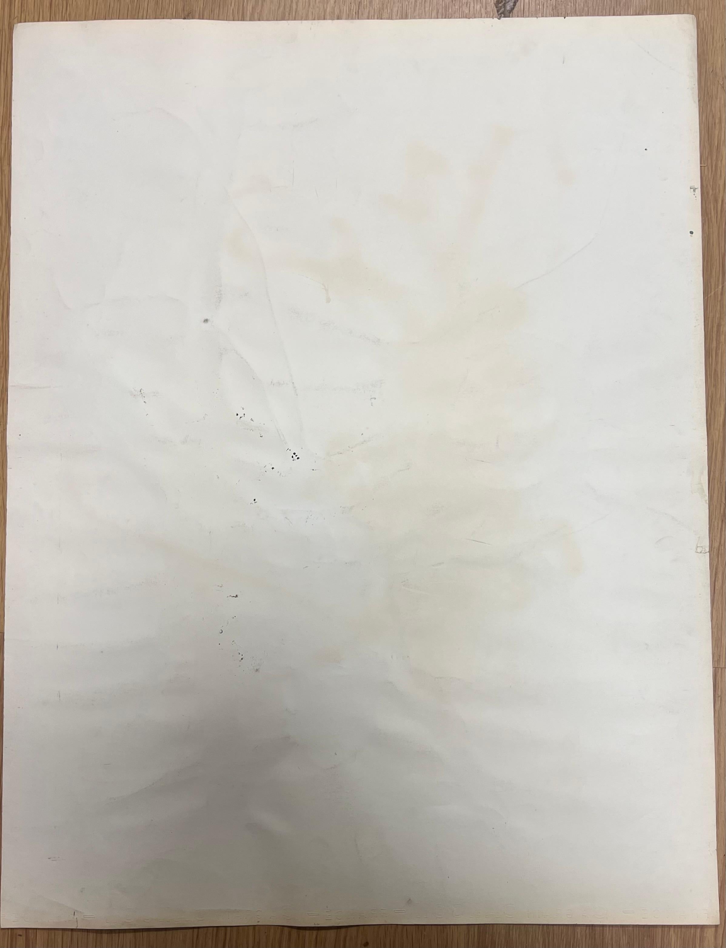 Pittura astratta a inchiostro originale francese degli anni '70, in bianco e nero in vendita 1