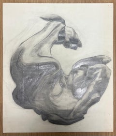 Original 1970'S French Abstract Painting Study of Draped Forms