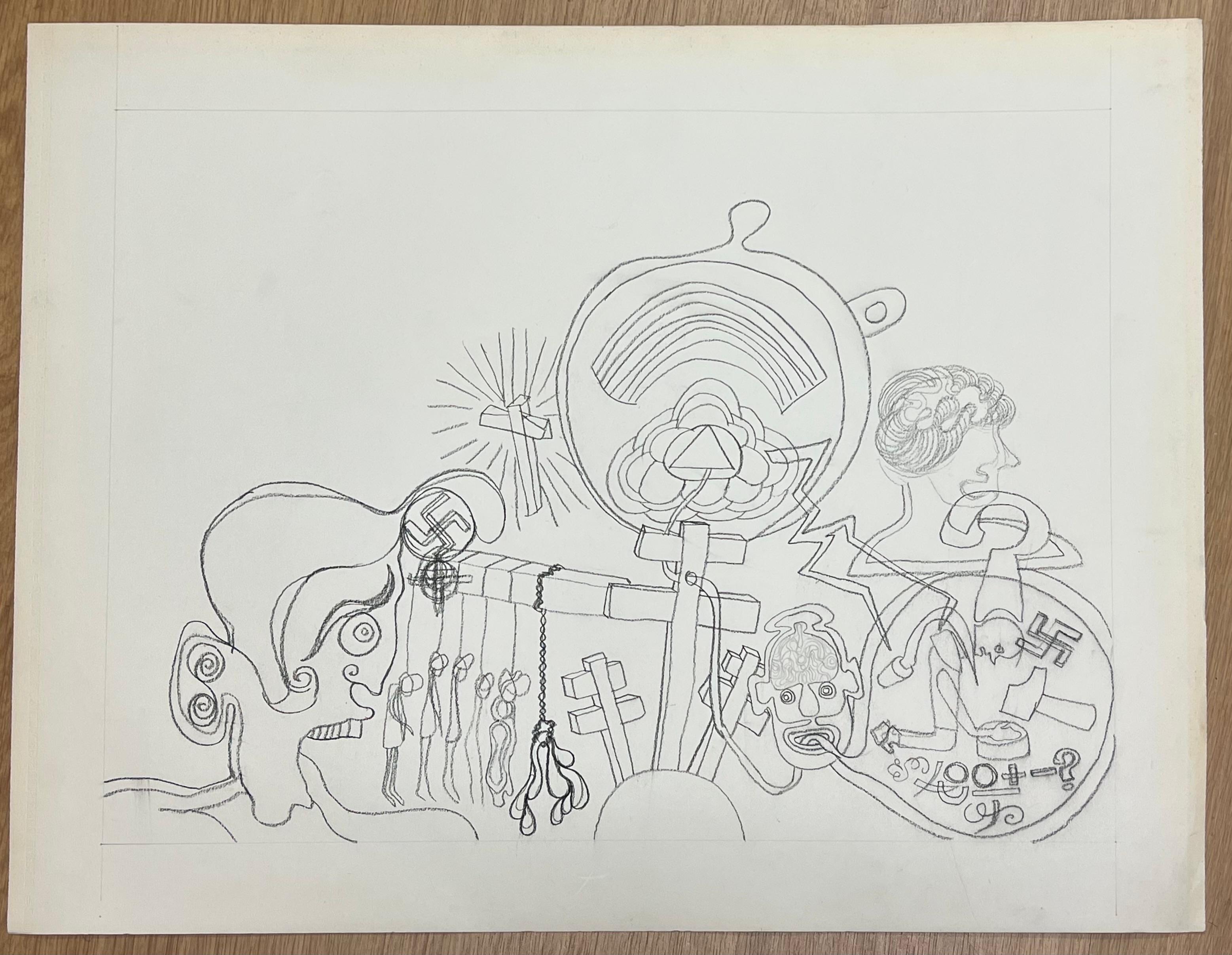 Originale francese degli anni '70 - Painting Astratto di Claude Lagouche